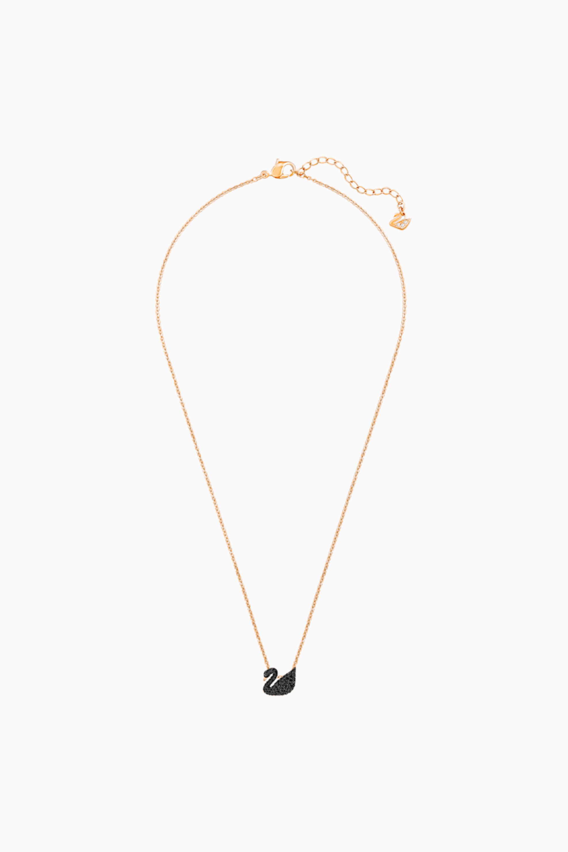 Swarovski Iconic Swan Pendant, Black, Rose-gold tone plated - 5204133