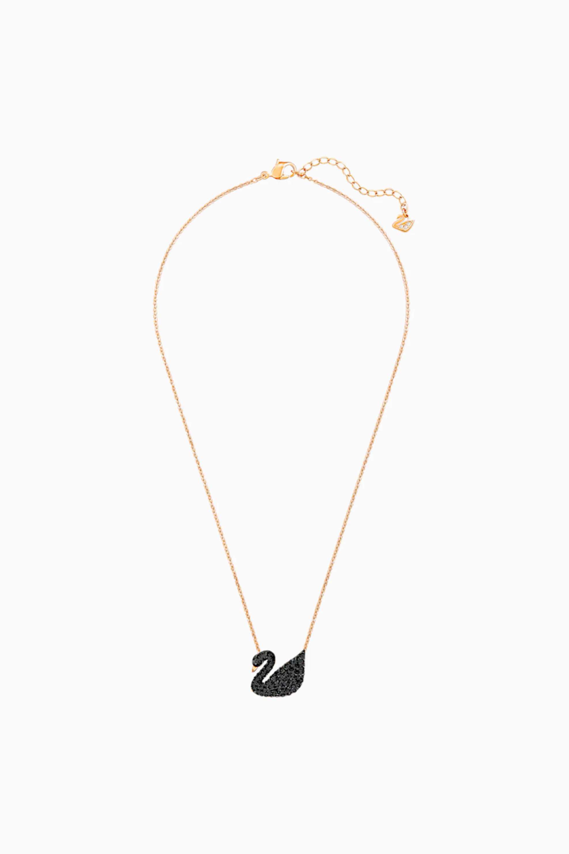 Swarovski Iconic Swan Pendant, Black, Rose-gold tone plated - 5204134