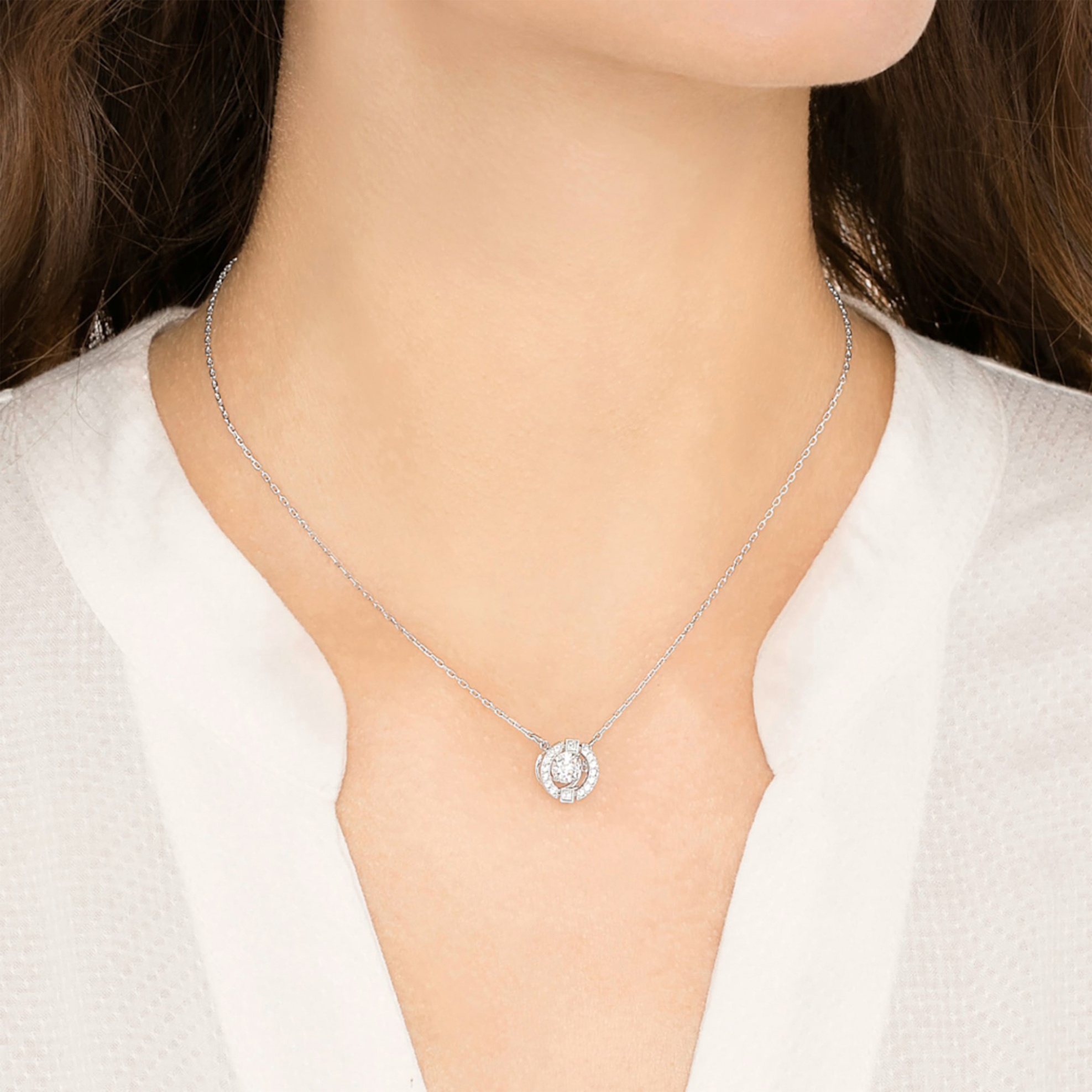 Swarovski Sparkling Dance Necklace Round, White, Rhodium Plated - 5286137 φωτογραφία