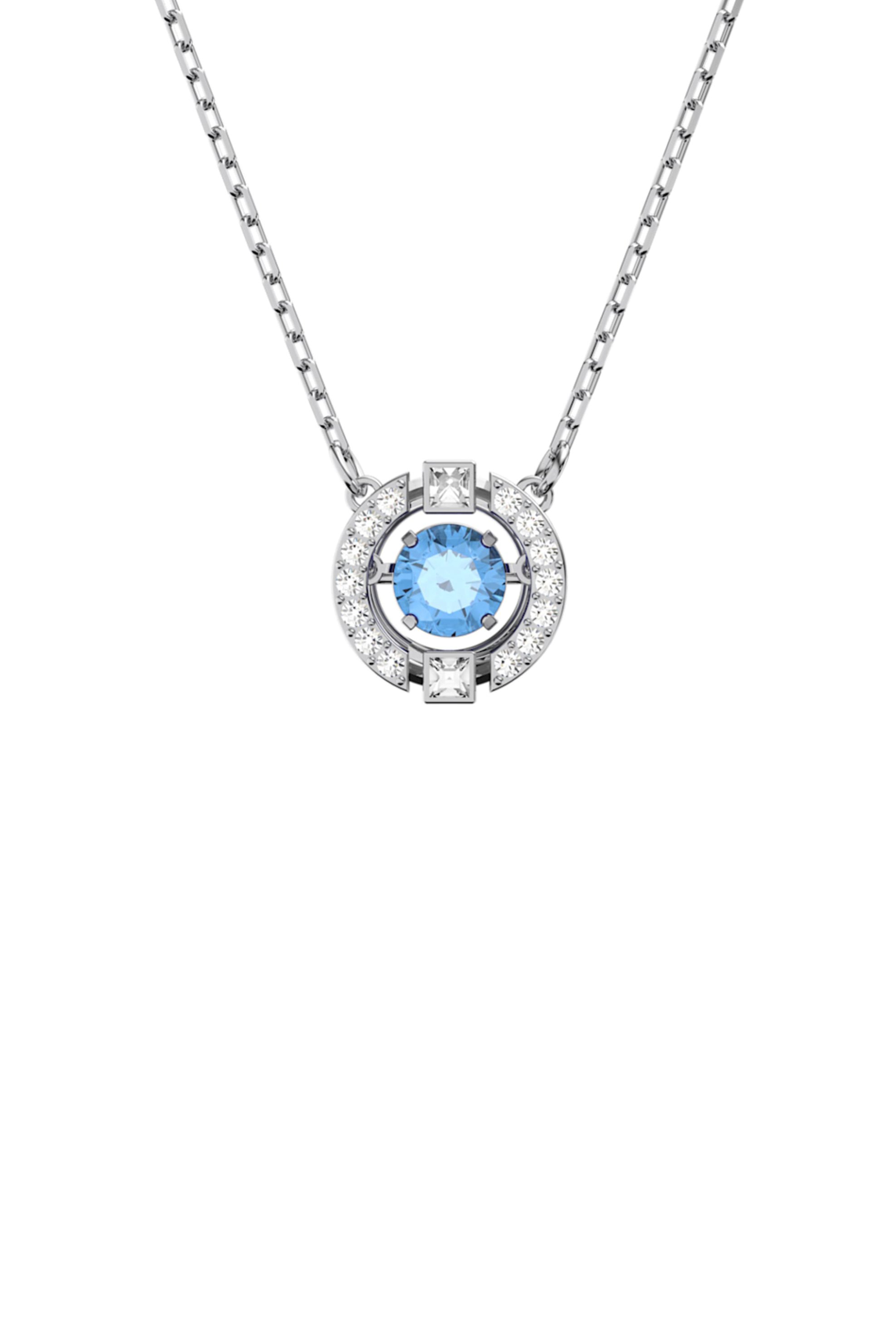 Swarovski Sparkling Dance Necklace Round, Blue, Rhodium Plated - 5279425