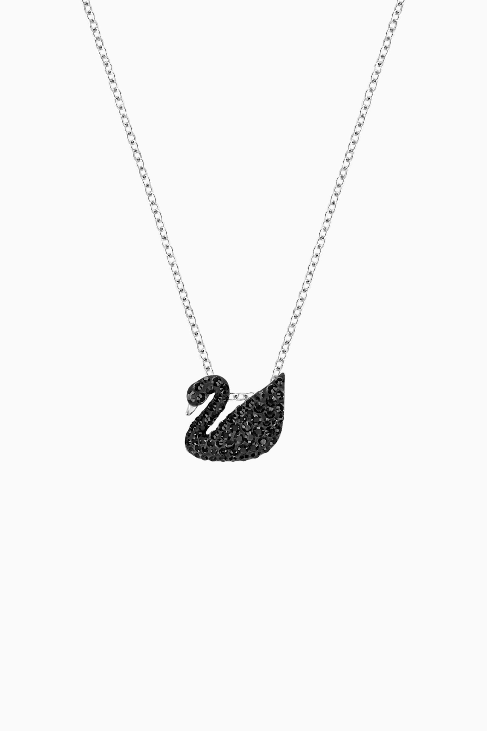 Swarovski Iconic Swan Pendant, Black, Rhodium plated - 5347330