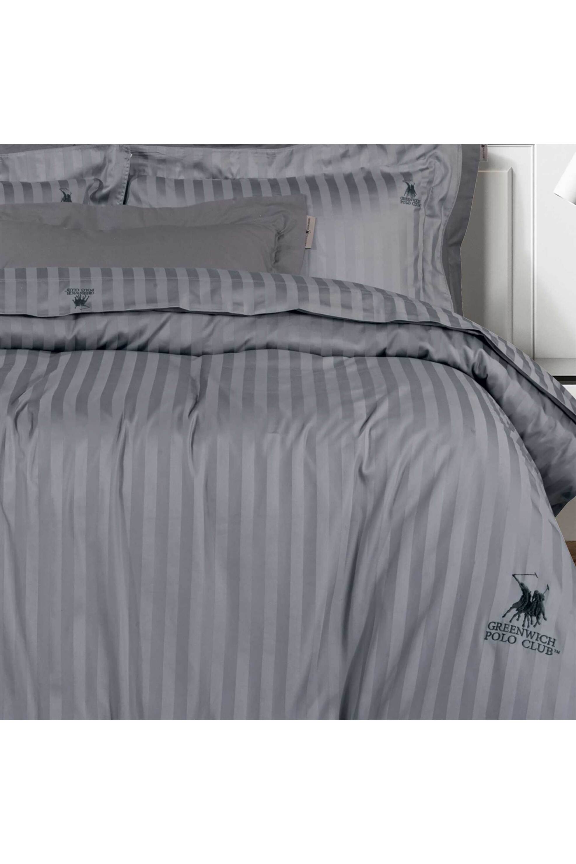 Greenwich Polo Club σετ σεντόνια υπέρδιπλα και μαξιλαροθήκες με ριγέ σχέδιο "2152" 240 x 270 cm - 50 x 70 cm - 202100202152 Ανθρακί φωτογραφία