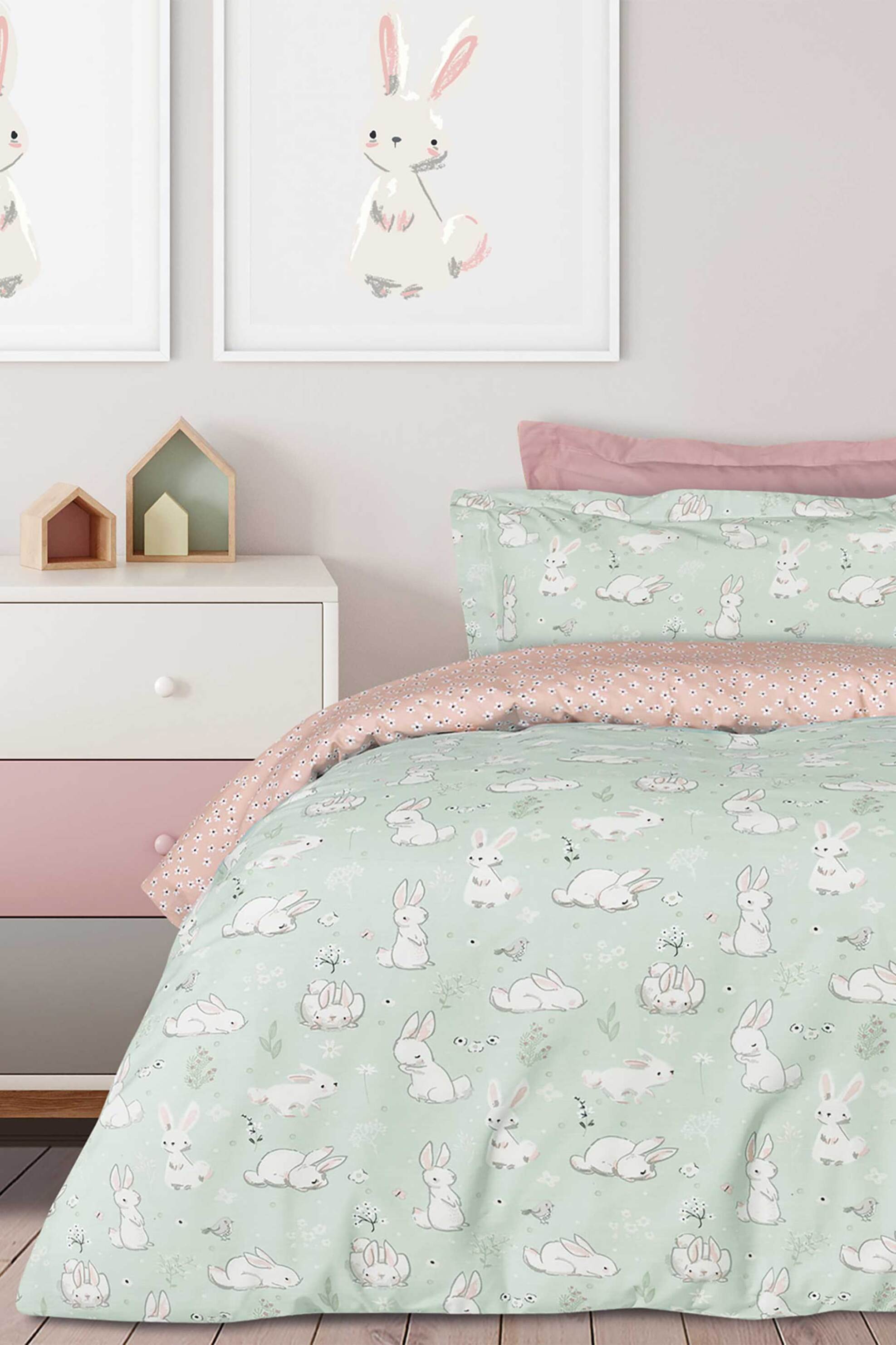 DAS KIDS Das Kids σετ παιδική παπλωματοθήκη και μαξιλαροθήκη δύο όψεων "4867" 160 x 240 cm - 50 x 70 cm - 406009104867 Πράσινο Μέντας