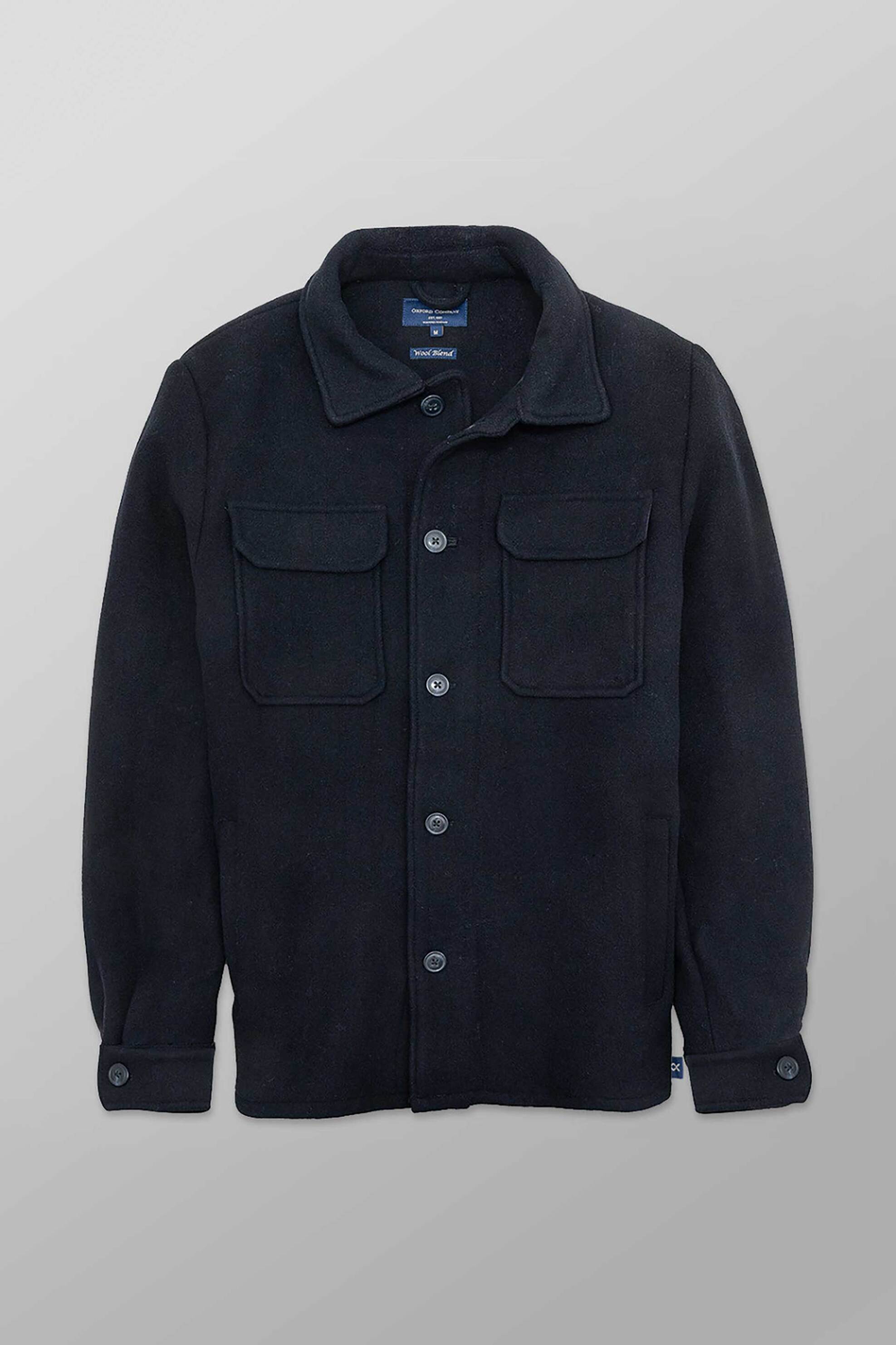 Oxford Company ανδρικό overshirt μονόχρωμο με μαλλί Regular Fit - F116-OW21.01 Μπλε Σκούρο