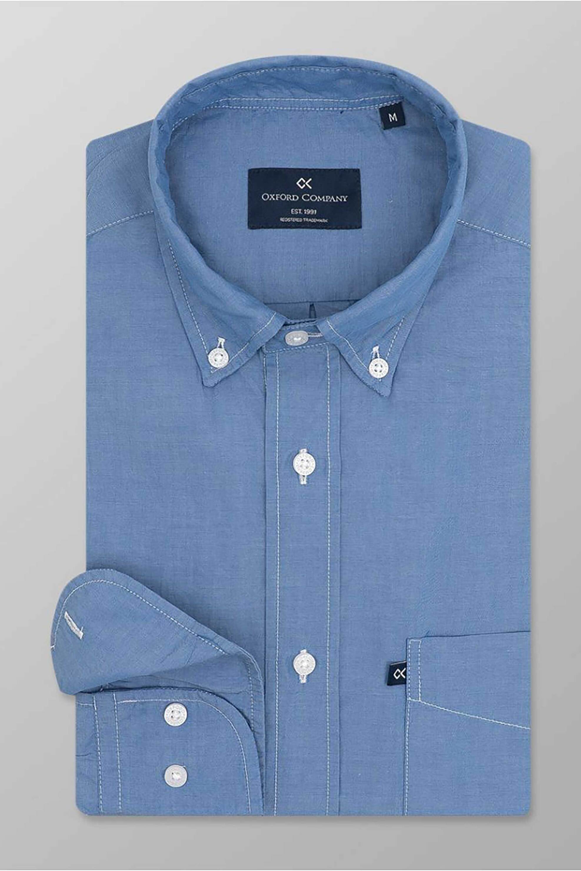 Oxford Company ανδρικό πουκάμισο button down Regular Fit "Sport" - J112-BU10.01 Μπλε Ανοιχτό