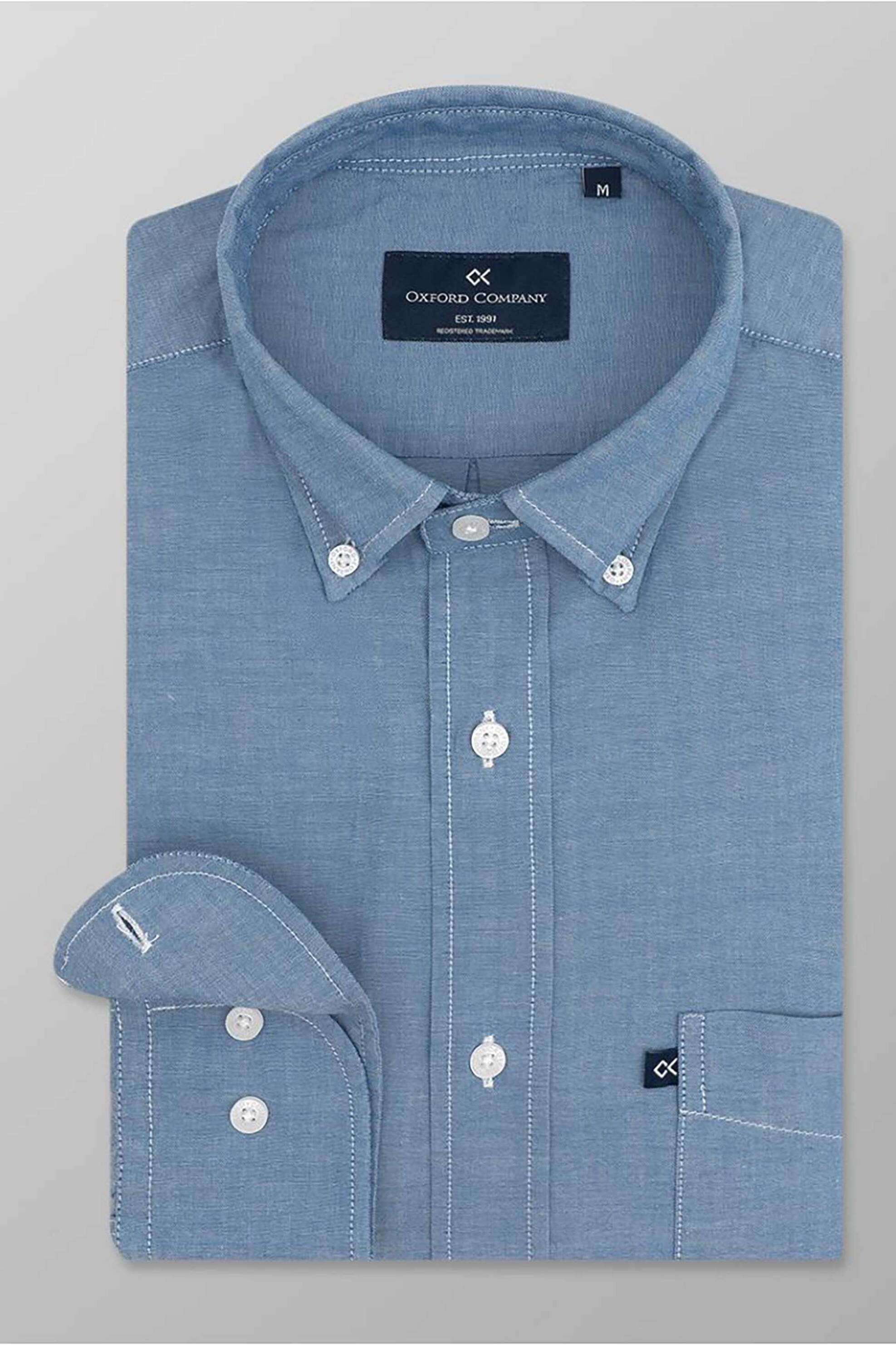 Oxford Company ανδρικό πουκάμισο button down Regular Fit "Sport" - J113-BX11.01 Μπλε Ανοιχτό