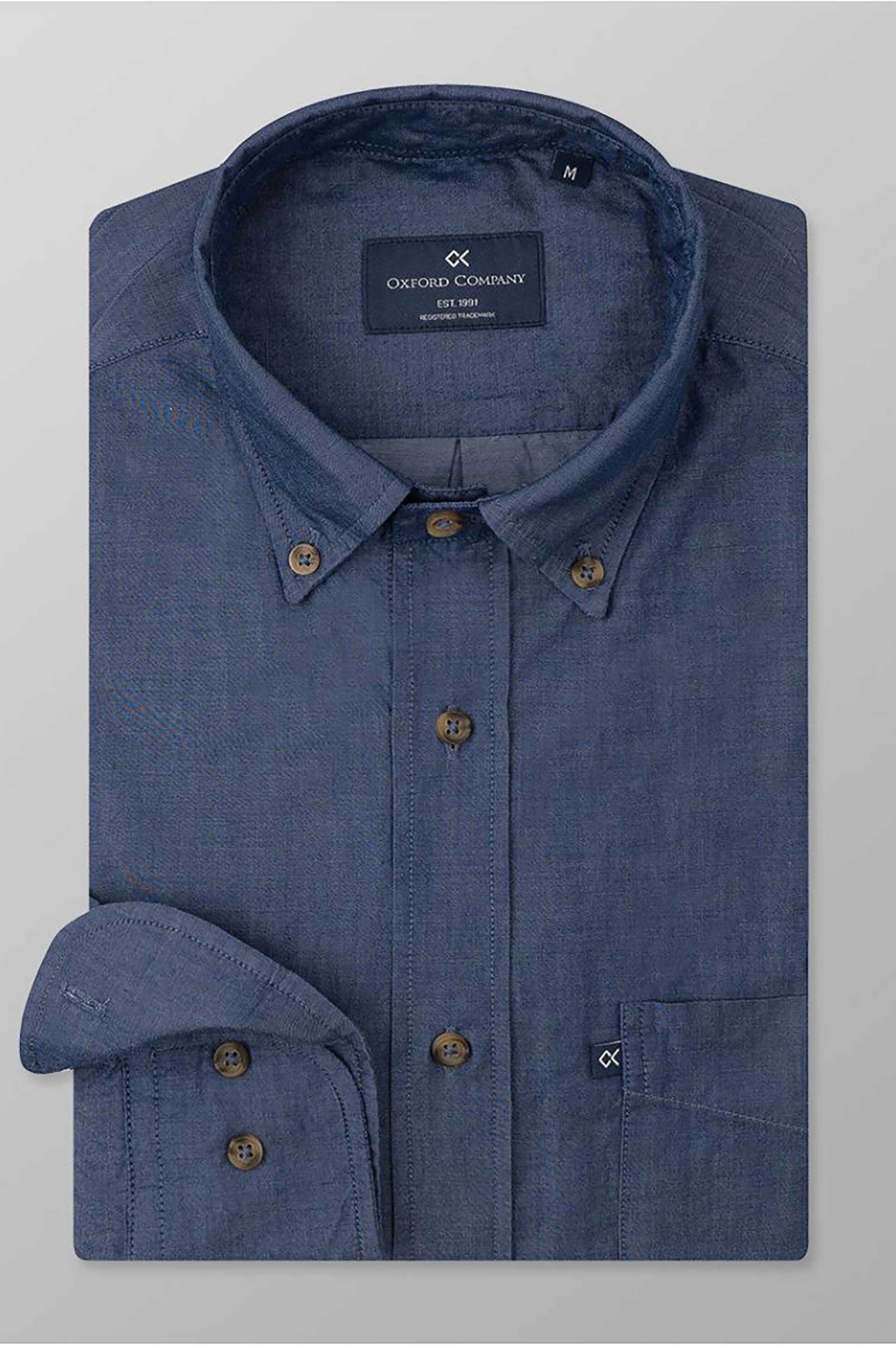 Oxford Company ανδρικό πουκάμισο button down Regular Fit "Sport" - J110-BY10.01 Denim Blue Σκούρο
