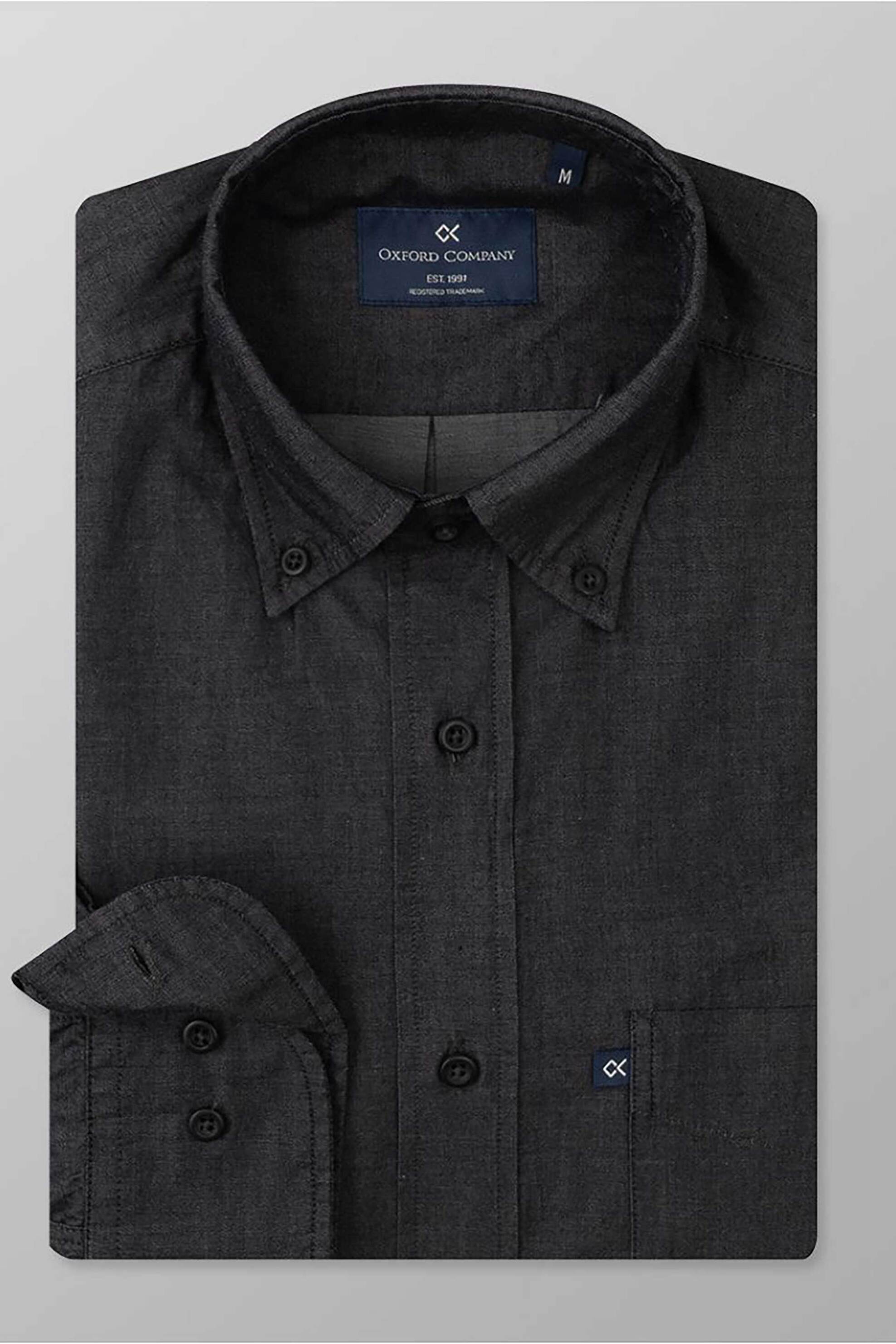 Oxford Company ανδρικό πουκάμισο button down Regular Fit "Sport" - J110-BY10.02 Ανθρακί