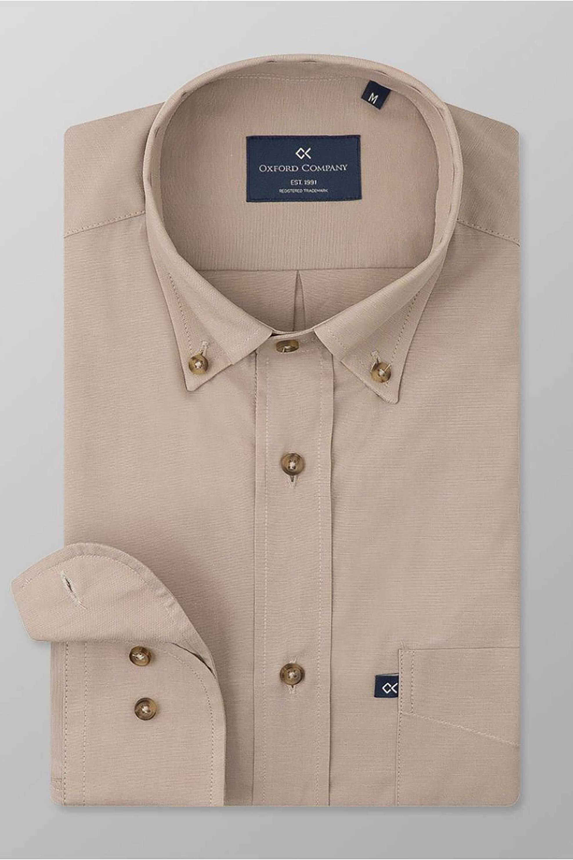 Oxford Company ανδρικό πουκάμισο button down Regular Fit "Sport" - J112-BY10.01 Μπεζ