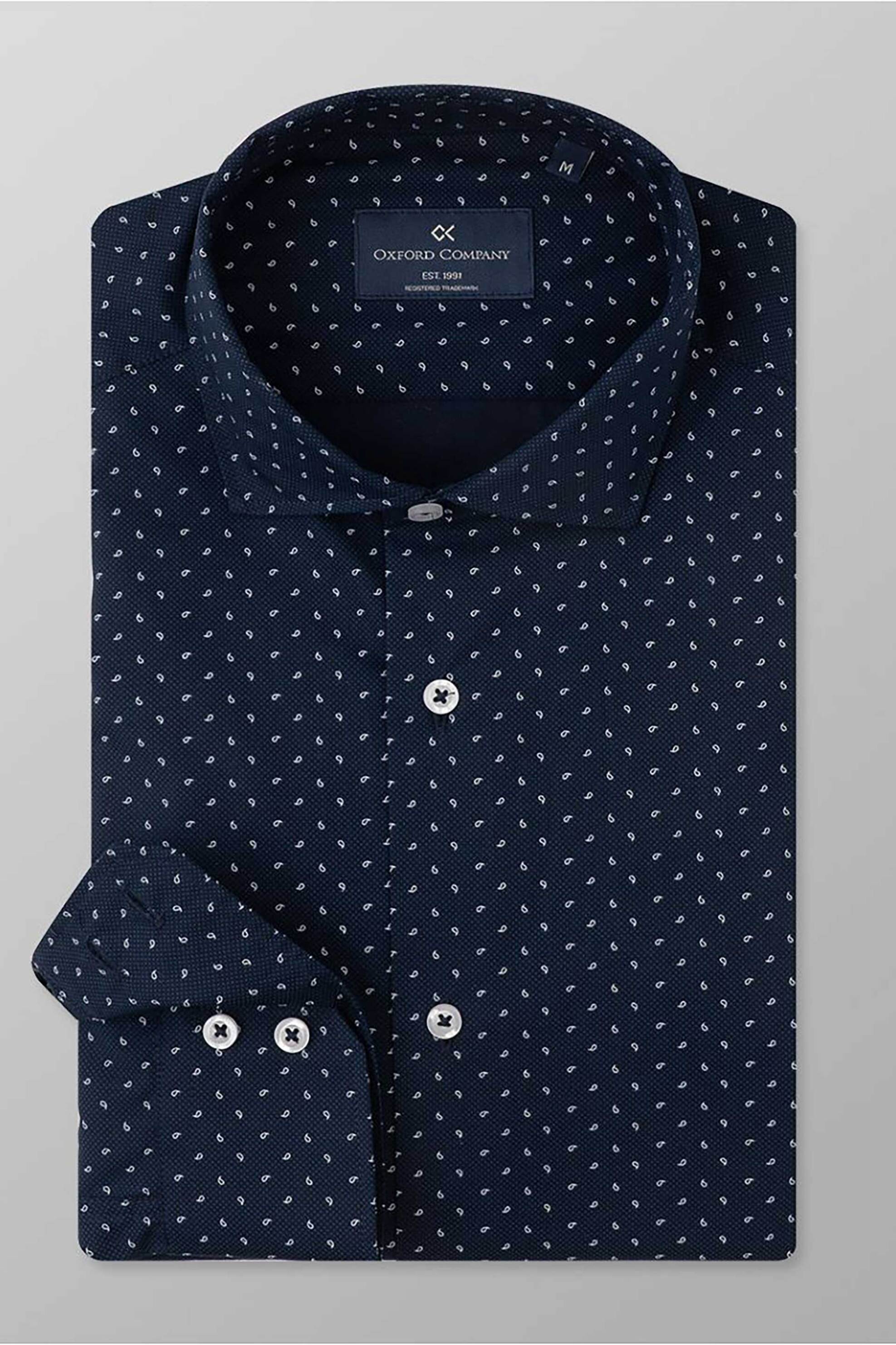 OXFORD COMPANY Oxford Company ανδρικό πουκάμισο romeo με all-over print Slim Fit "Sport" - M143-RY21.01 Μπλε Σκούρο