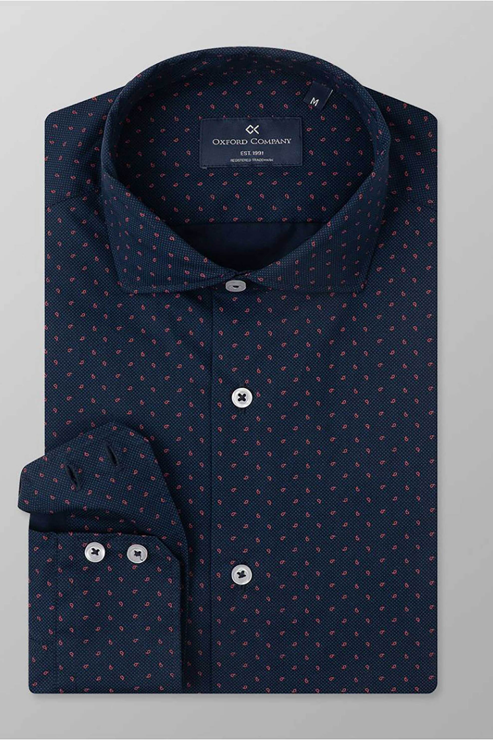 Oxford Company ανδρικό πουκάμισο romeo με all-over print Slim Fit "Sport" - M143-RY21.02 Μπλε Σκούρο