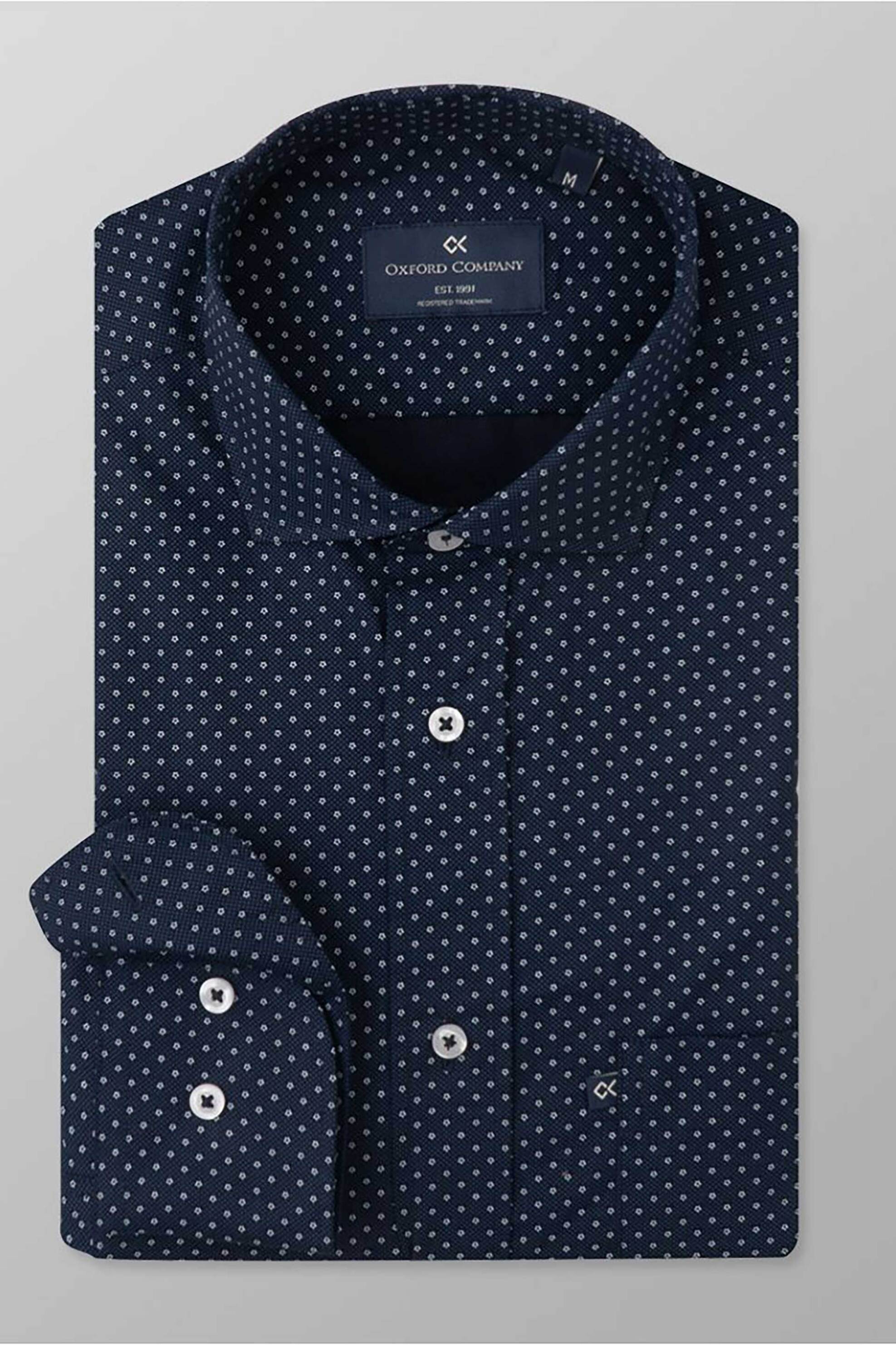 Oxford Company ανδρικό πουκάμισο romeo με all-over print Regular Fit "Sport" - M144-RY20.01 Μπλε Σκούρο