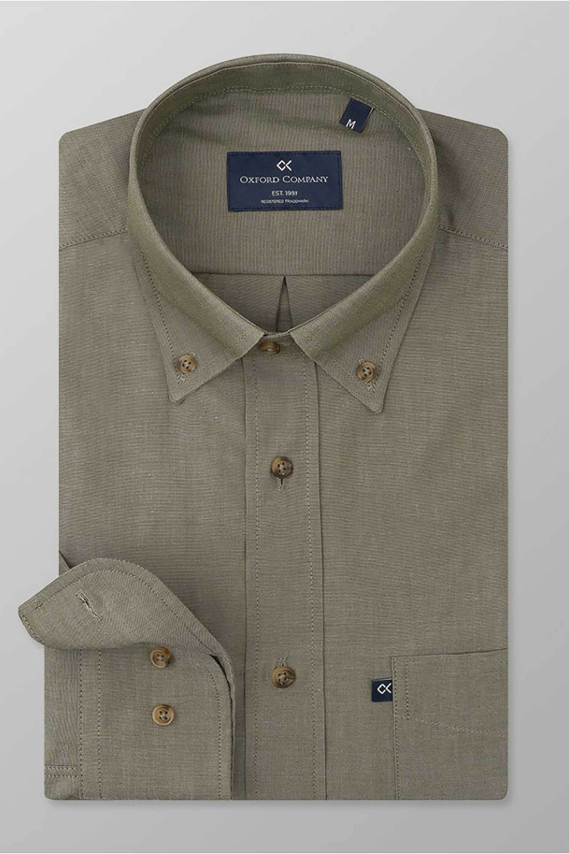 OXFORD COMPANY Oxford Company ανδρικό πουκάμισο button down Regular Fit "Sport" - J112-BY10.03 Λαδί