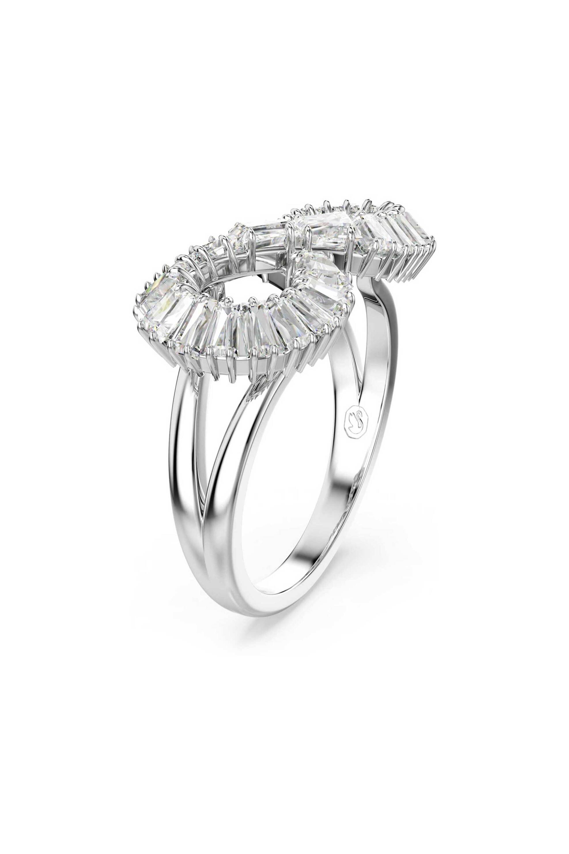 SWAROVSKI Swarovski γυναικείο δαχτυλίδι κοκτέιλ άπειρο, λευκό, επιμετάλλωση ροδίου "Hyperbola" (55) - 5679698
