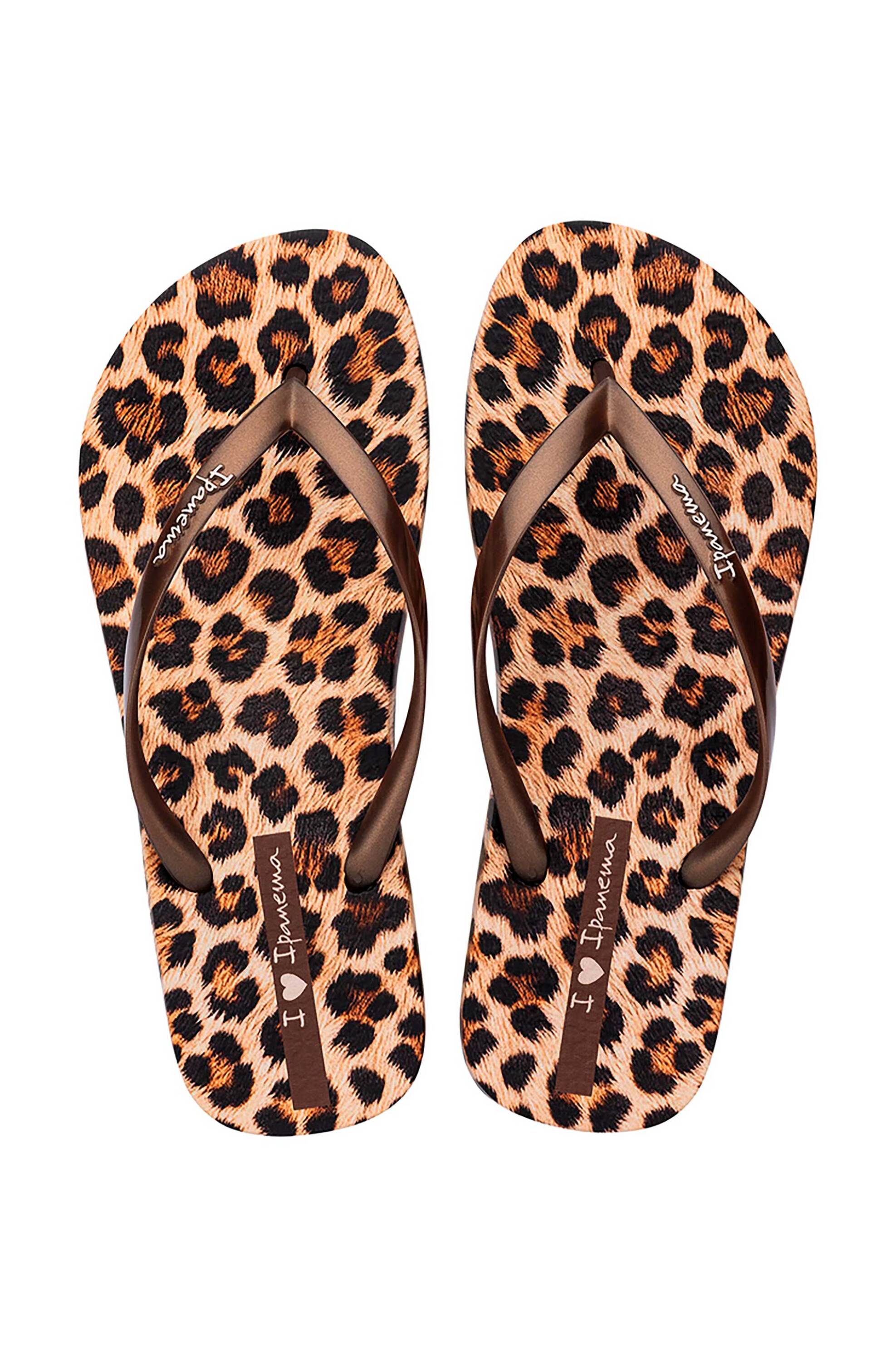Ipanema γυναικείες σαγιονάρες με λογότυπο με animal print - 1-780-26373-26-2 Καφέ