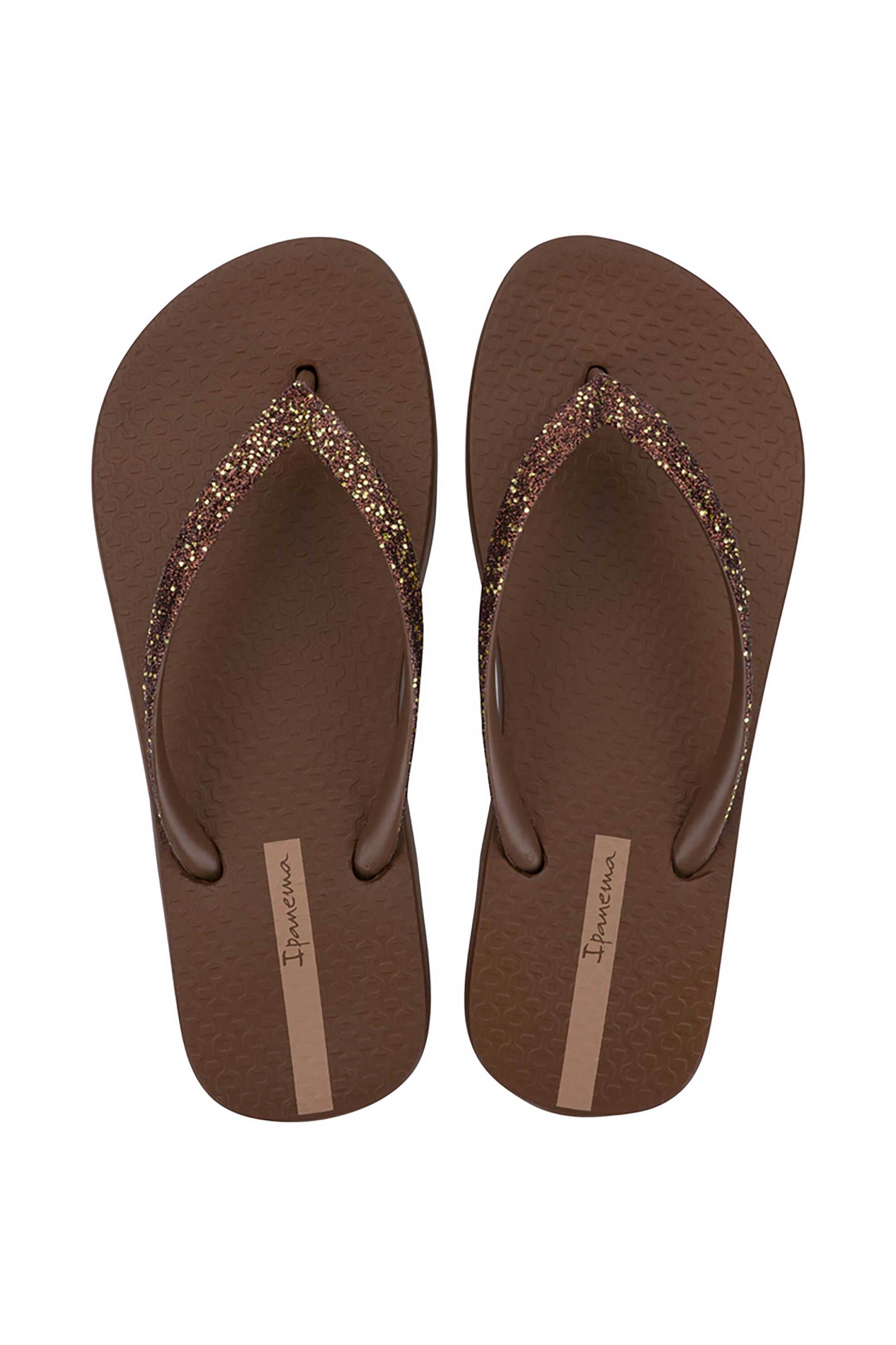 Ipanema γυναικείες σαγιονάρες με λογότυπο και glitter - 1-780-26458-27-3 Καφέ