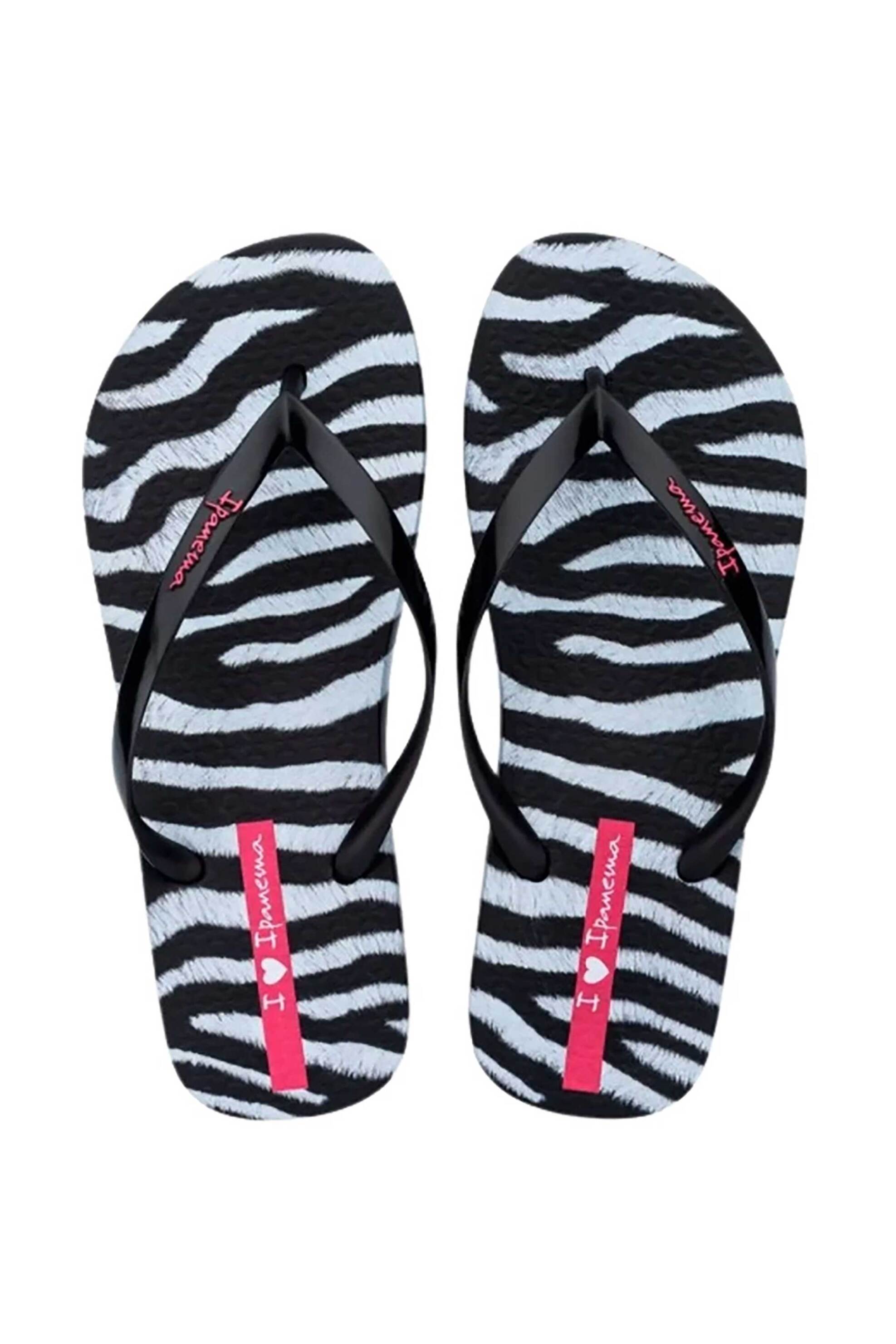 Ipanema γυναικείες σαγιονάρες με λογότυπο και zebra print - 1-780-26373-26-1 Μαύρο