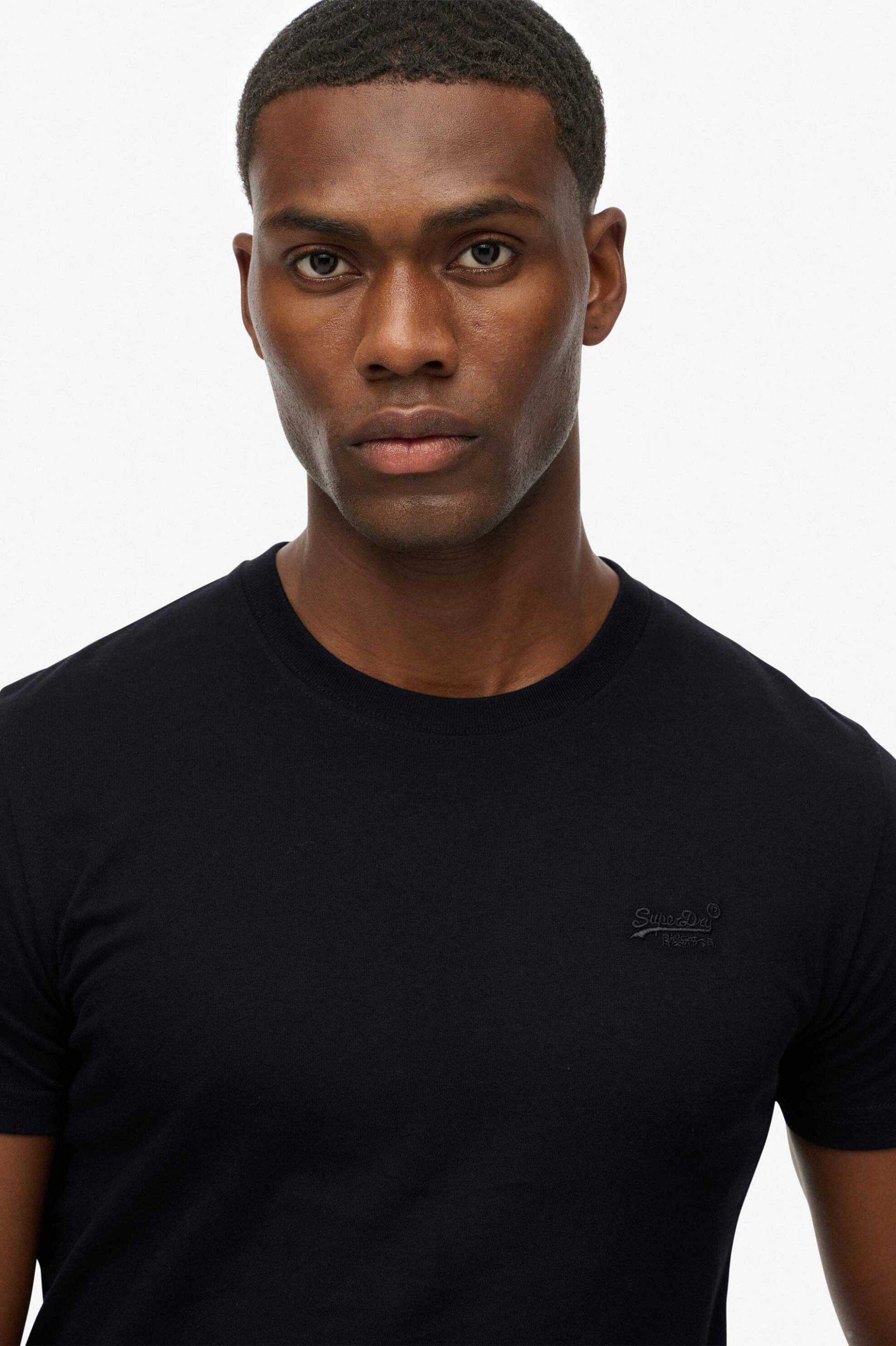 Superdry ανδρικό T-shirt με κεντημένο λογότυπο Slim Fit "Essential" - M1011245M Μαύρο φωτογραφία