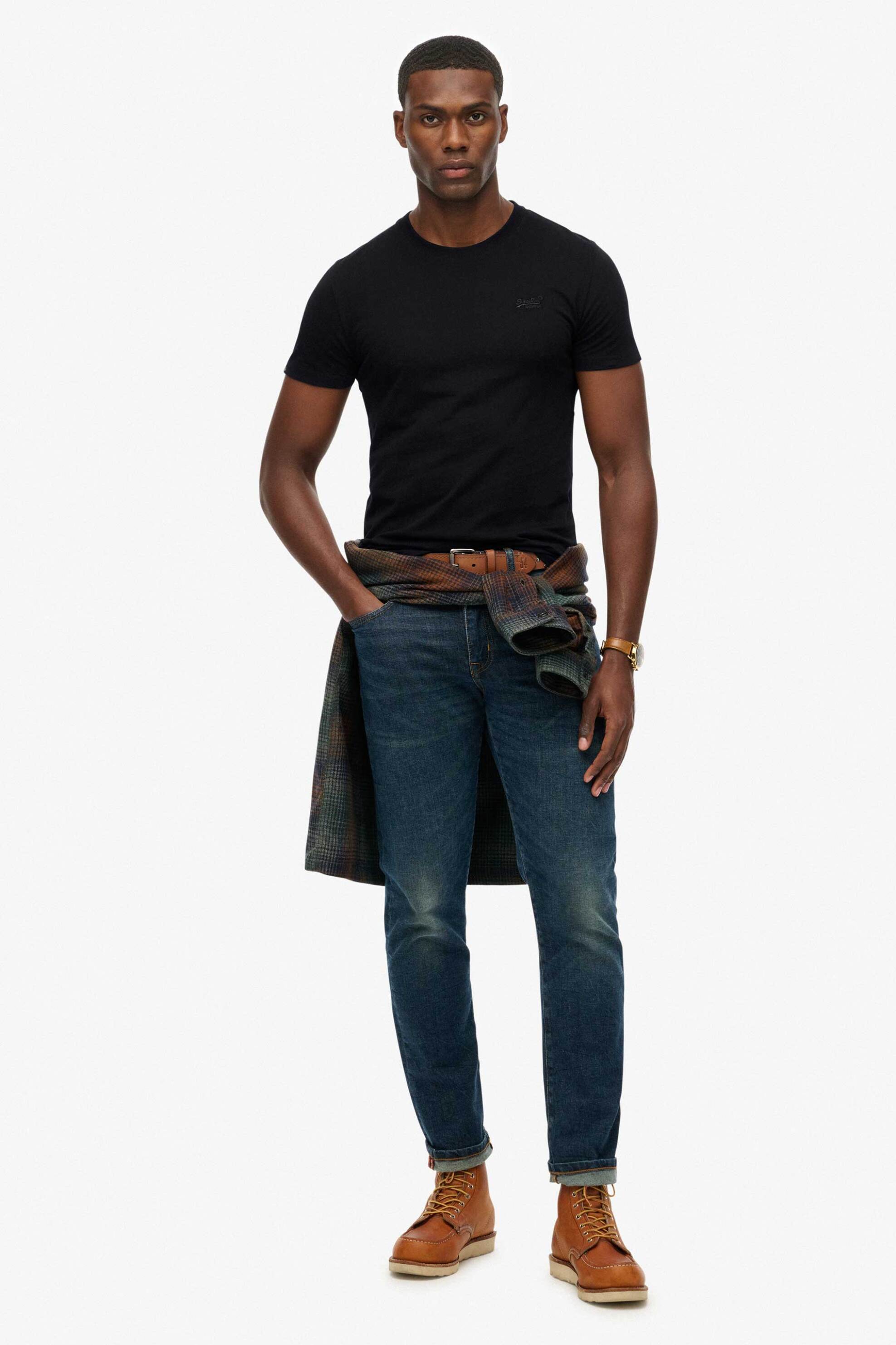 Superdry ανδρικό T-shirt με κεντημένο λογότυπο Slim Fit "Essential" - M1011245M Μαύρο φωτογραφία