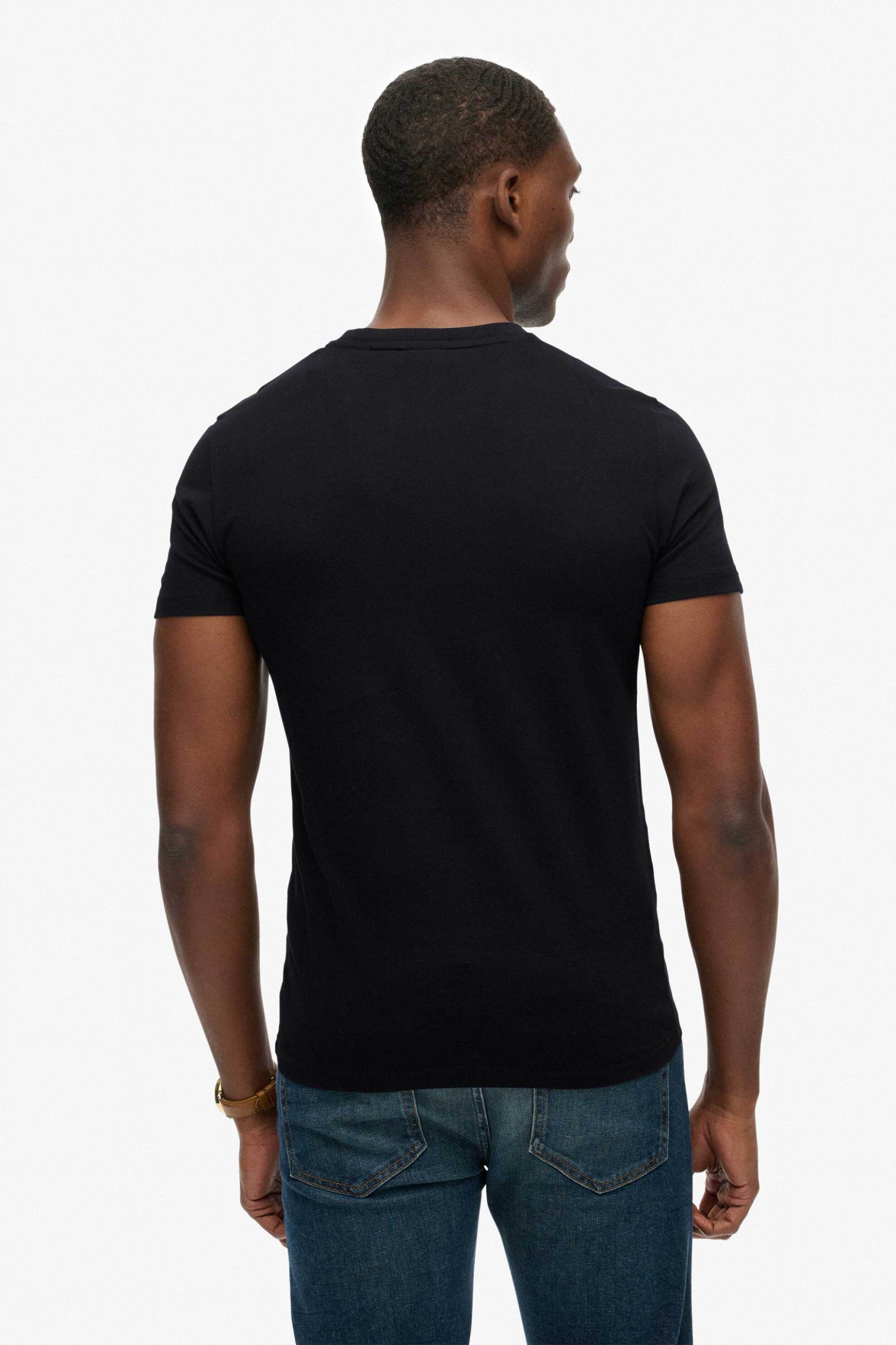 Superdry ανδρικό T-shirt με κεντημένο λογότυπο Slim Fit "Essential" - M1011245M Μαύρο φωτογραφία