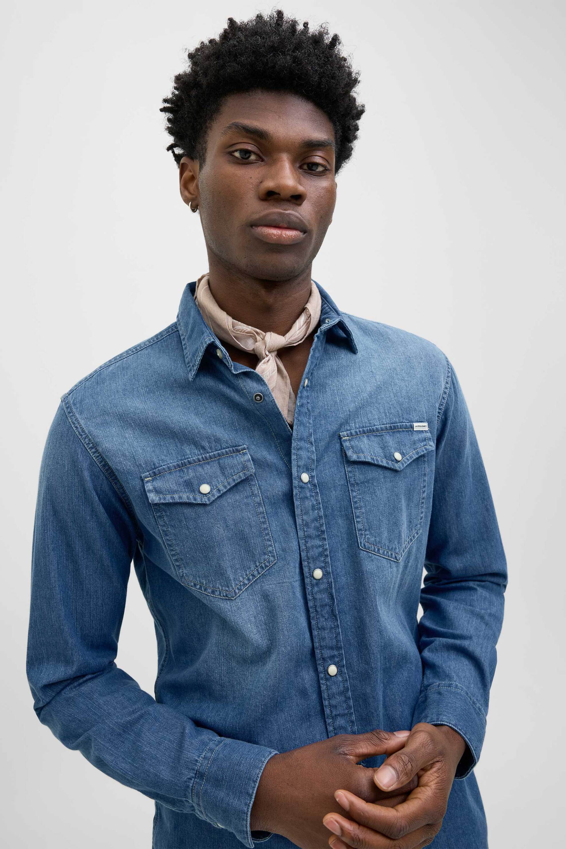 JACK & JONES ανδρικό denim πουκάμισο Regular Fit - 12138115 Denim Blue φωτογραφία