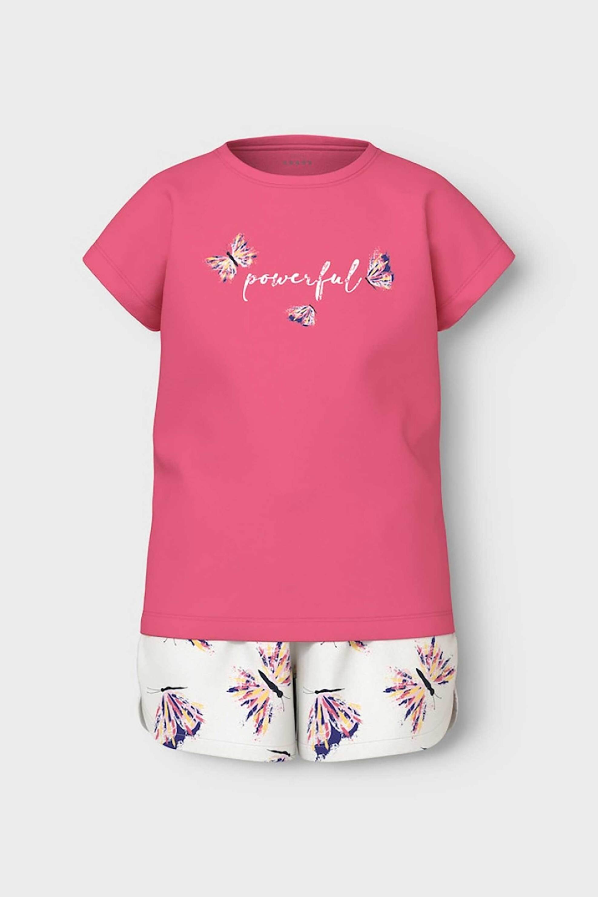 Name It παιδικό σετ ρούχων με T-shirt και σορτς με print Regular Fit - 13228212 Φούξια