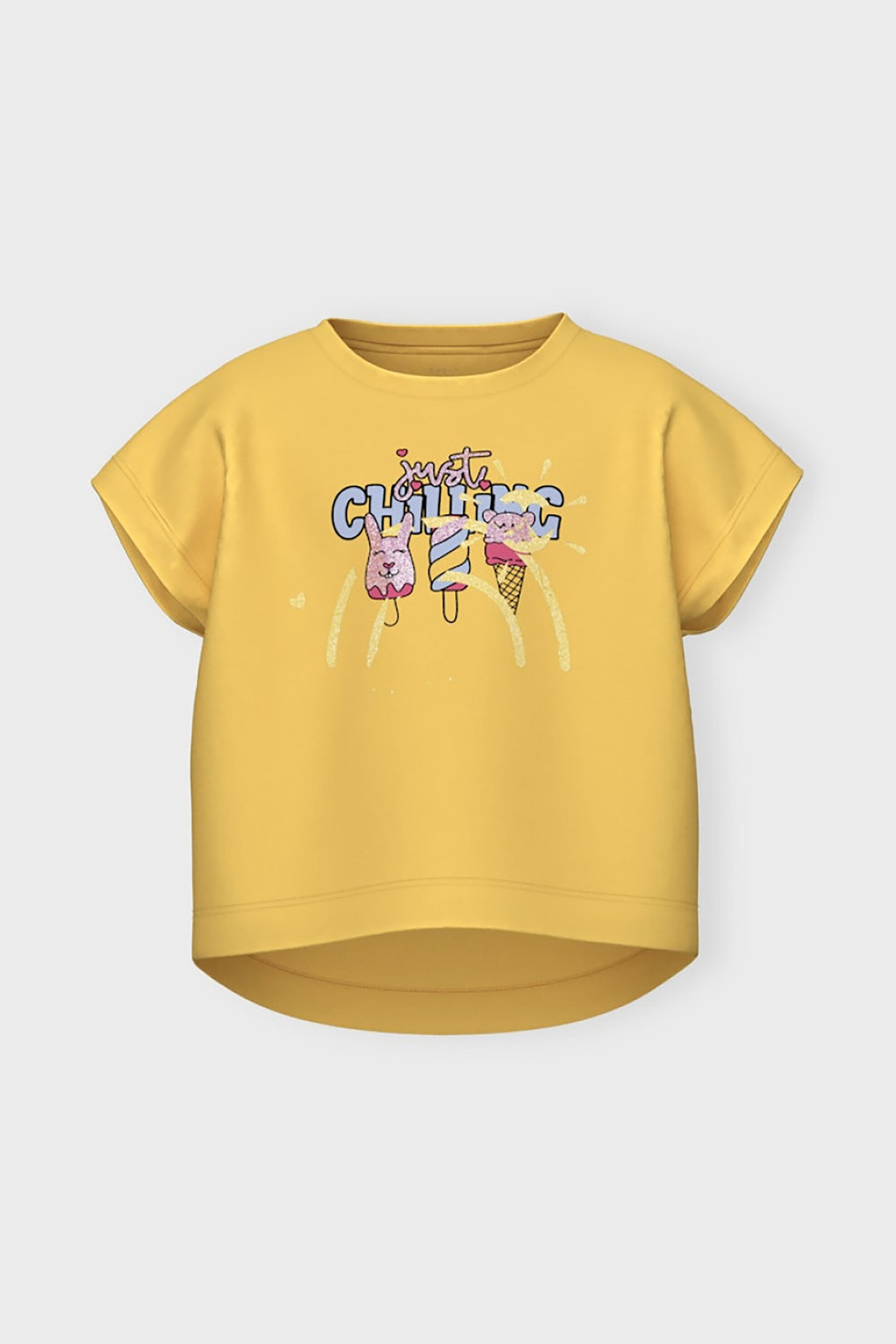 Παιδικά Ρούχα, Παπούτσια & Παιχνίδια > Παιδικά Ρούχα & Αξεσουάρ για Κορίτσια > Παιδικές Μπλούζες για Κορίτσια > Παιδικά T-Shirts για Κορίτσια Name It παιδικό cropped T-shirt με graphic print Loose Fit - 13228148 Κίτρινο