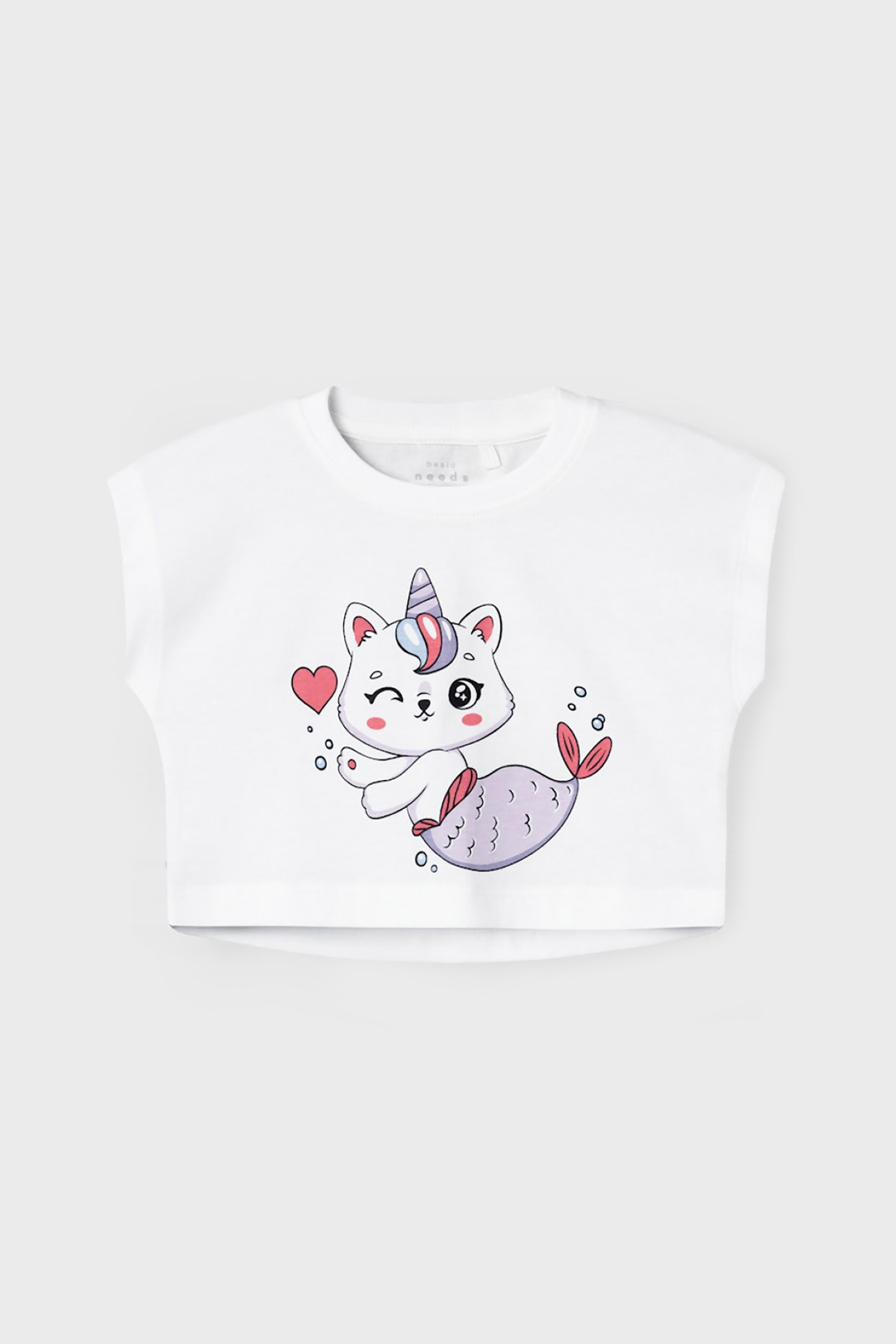 Name It παιδικό cropped T-shirt με graphic print Loose Fit - 13228148 Λευκό