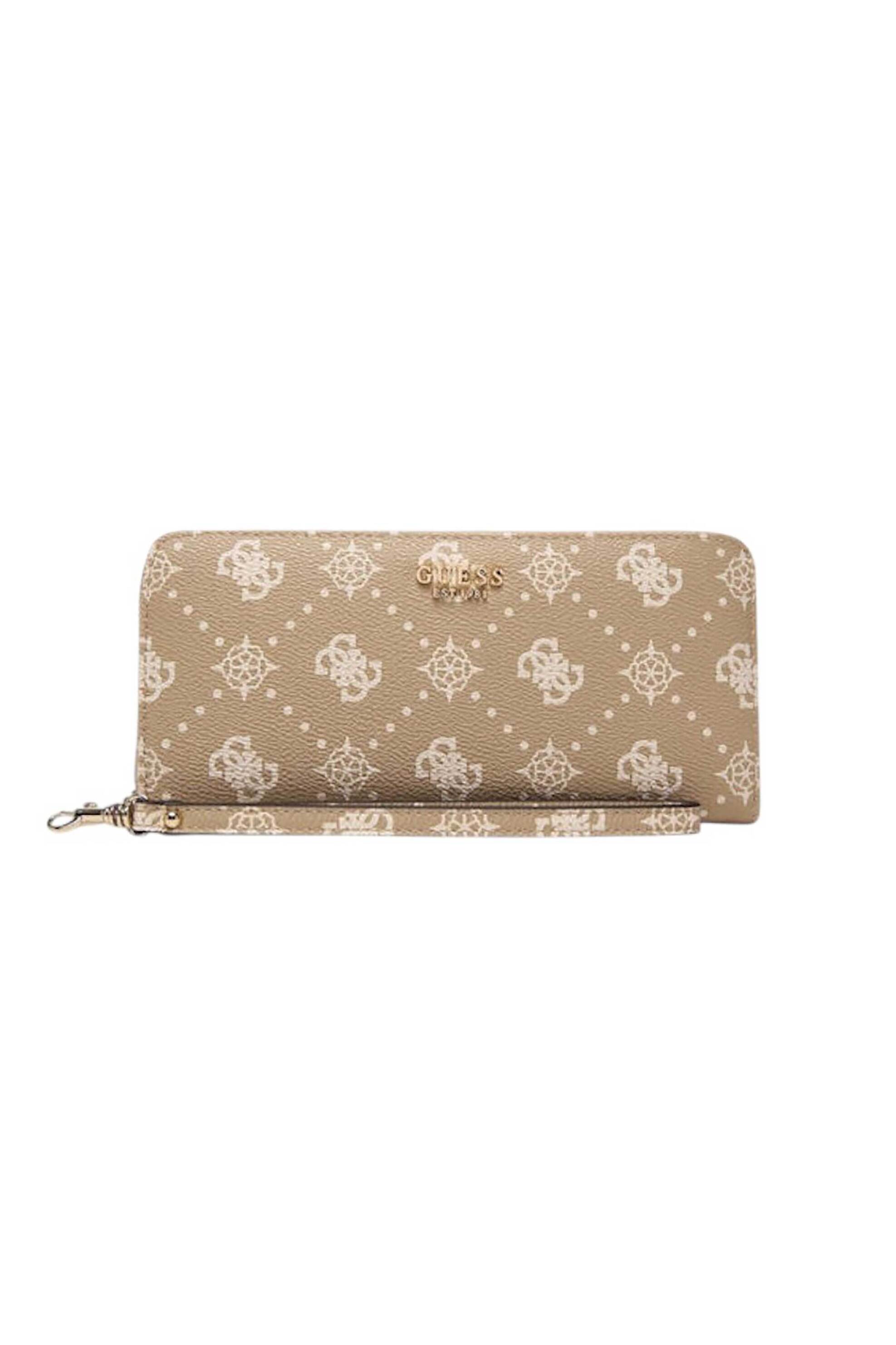 Guess γυναικείo πορτοφόλι με all-over logo print "Carrie" - SWGP9898146 Μπεζ