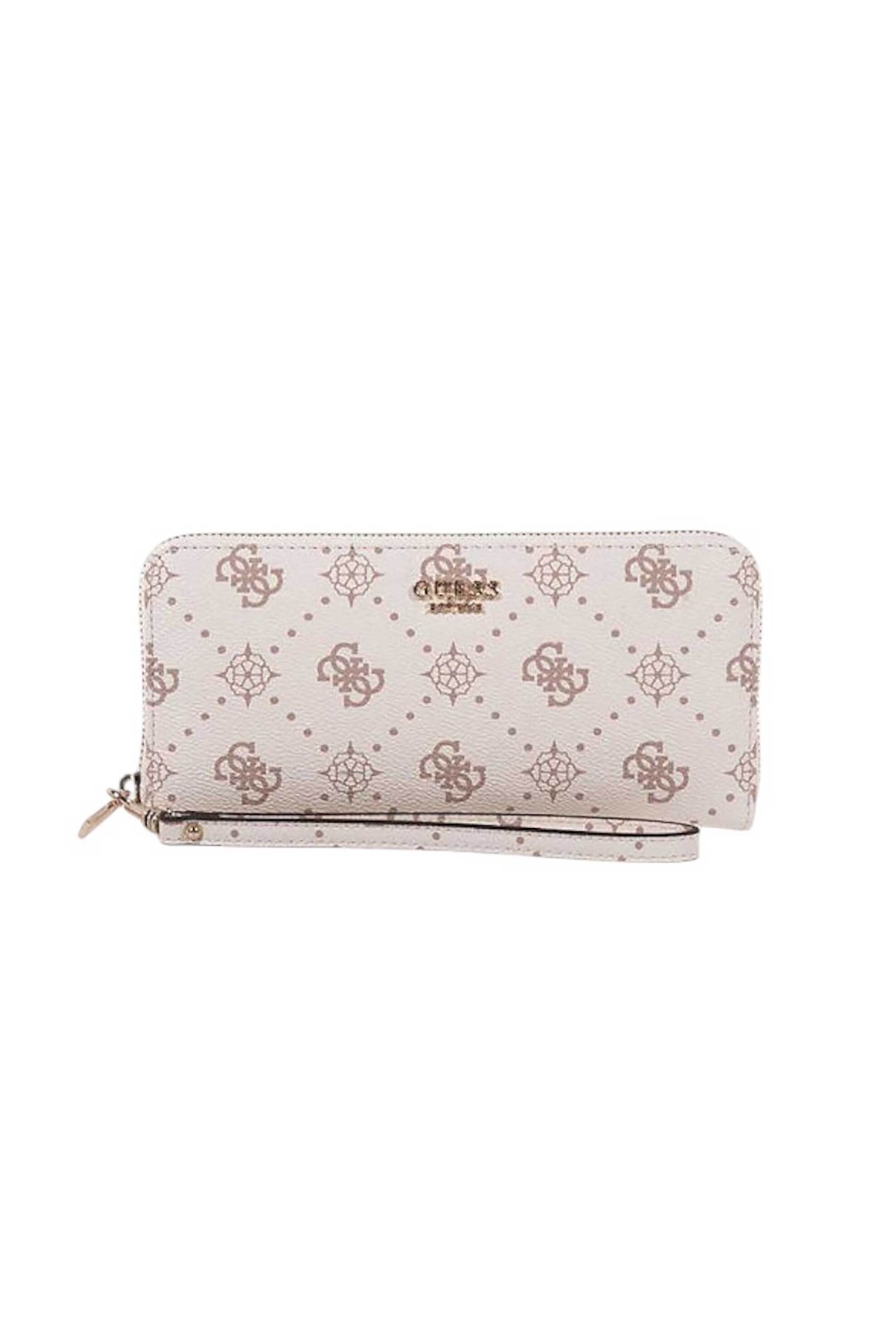 Guess γυναικείo πορτοφόλι με all-over logo print "Carrie" - SWGP9898146 Εκρού