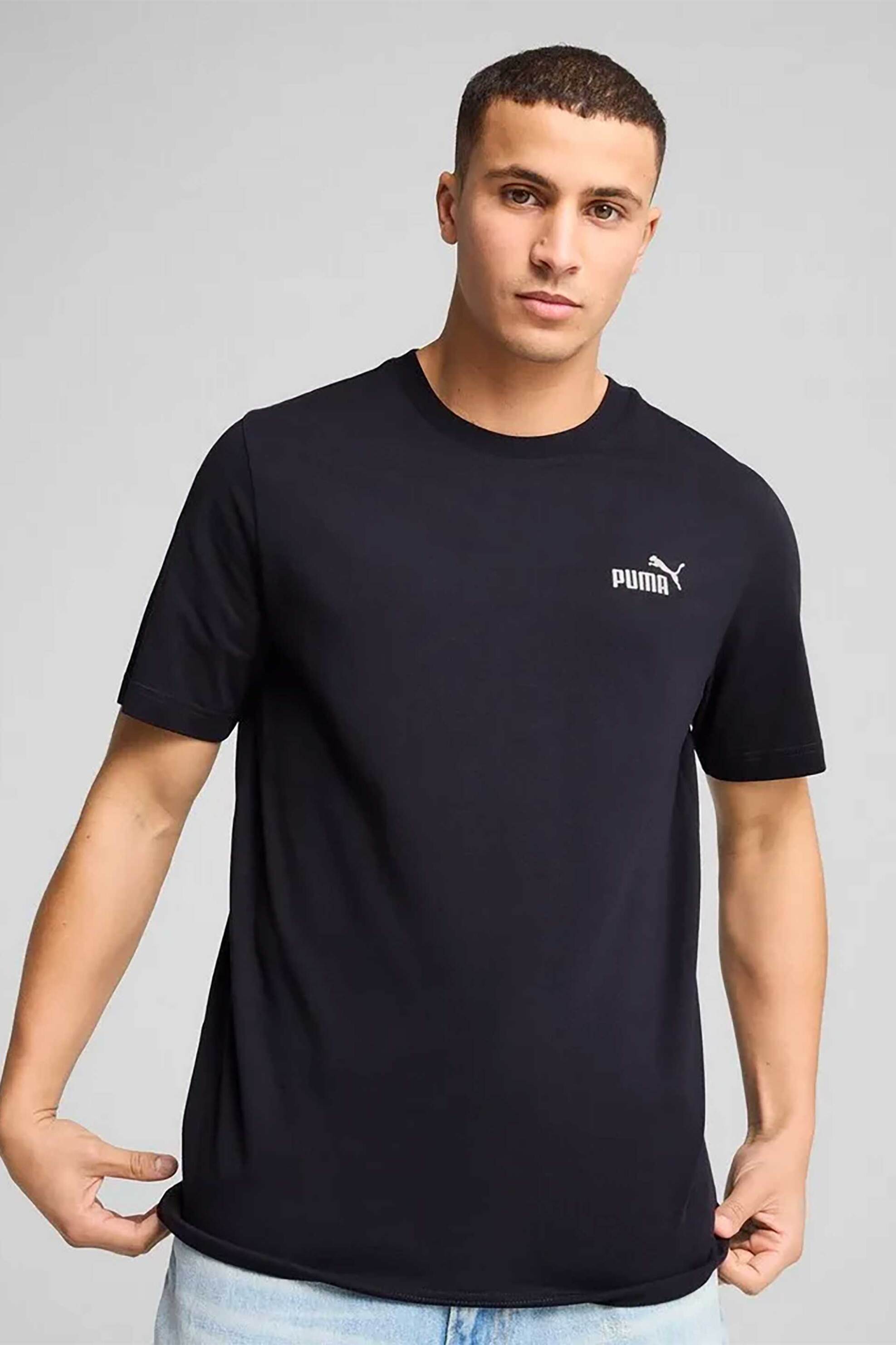 Puma ανδρικό T-shirt με λογότυπο Regular Fit "Essential Small No.1" - 682534 Μπλε Σκούρο