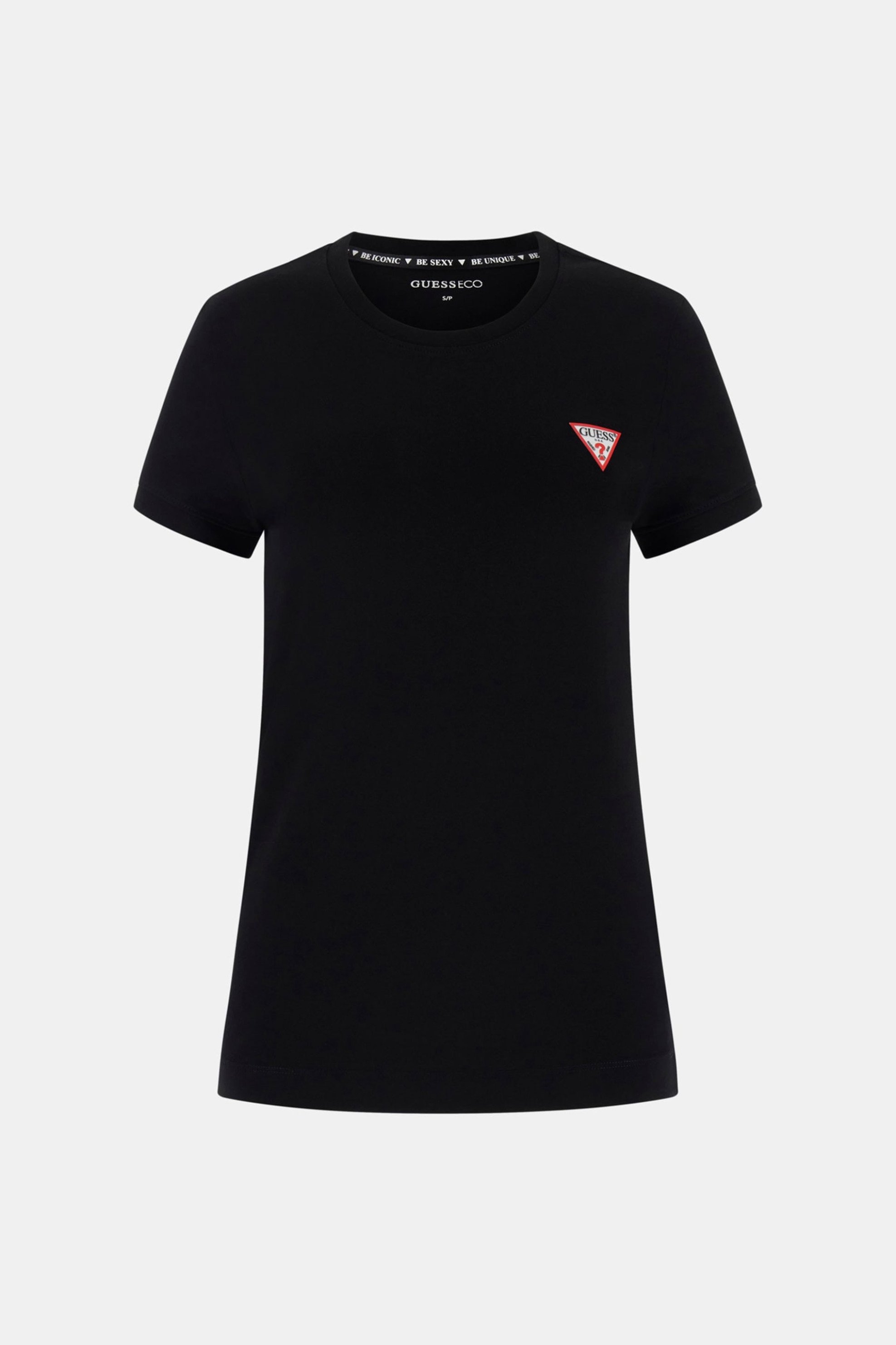 Guess γυναικείο T-shirt μονόχρωμο με λογότυπο Slim Fit - W2YI44J1314 Μαύρο φωτογραφία