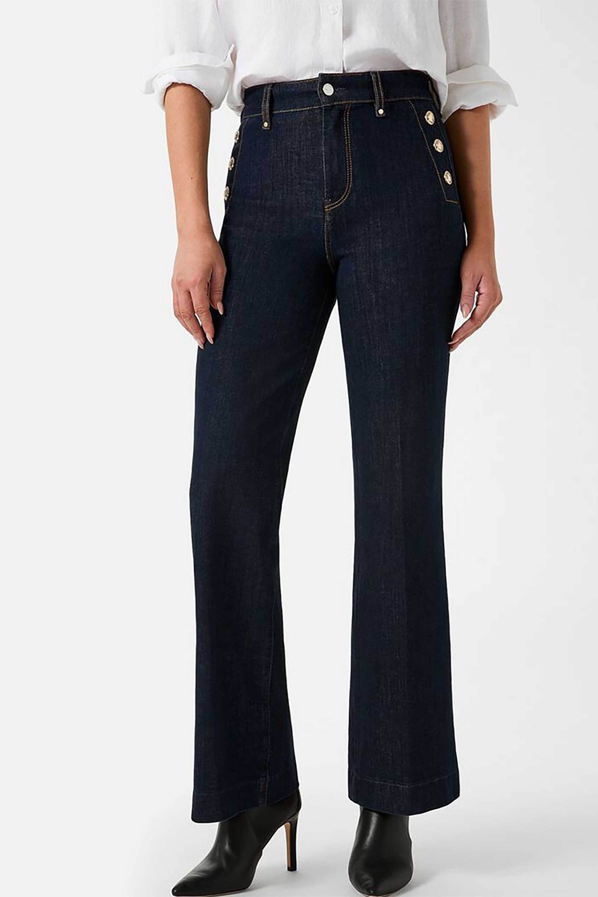 Guess γυναικείο τζιν παντελόνι chino με διακοσμητικά κουμπία και logo patch "New Faye" - W5RA0PD5PW1 Denim Blue Σκούρο φωτογραφία
