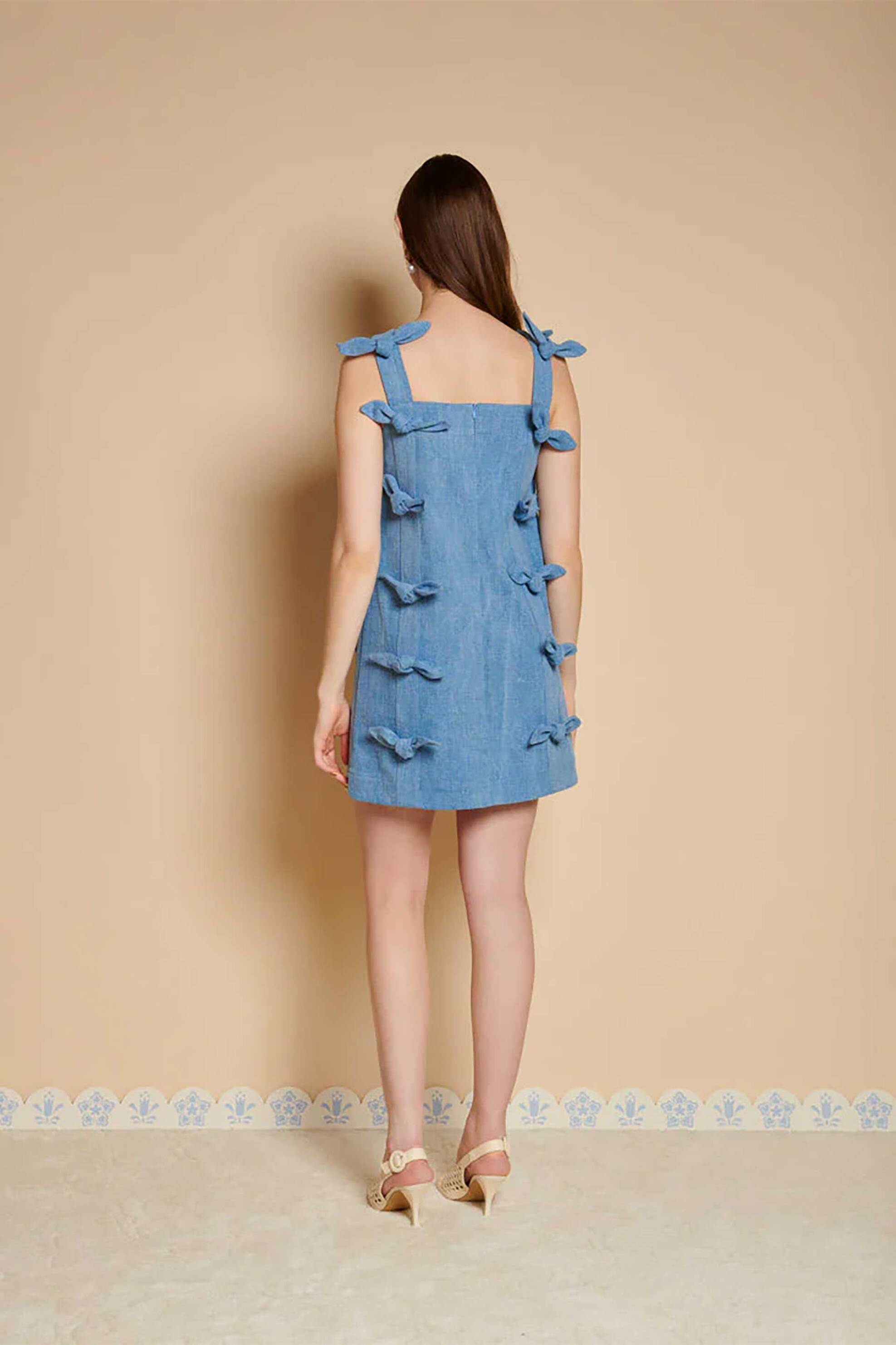 SISTER JANE Sister Jane γυναικείο αμάνικο mini φόρεμα "Larsson " - DR2490DEN Denim Blue - 3