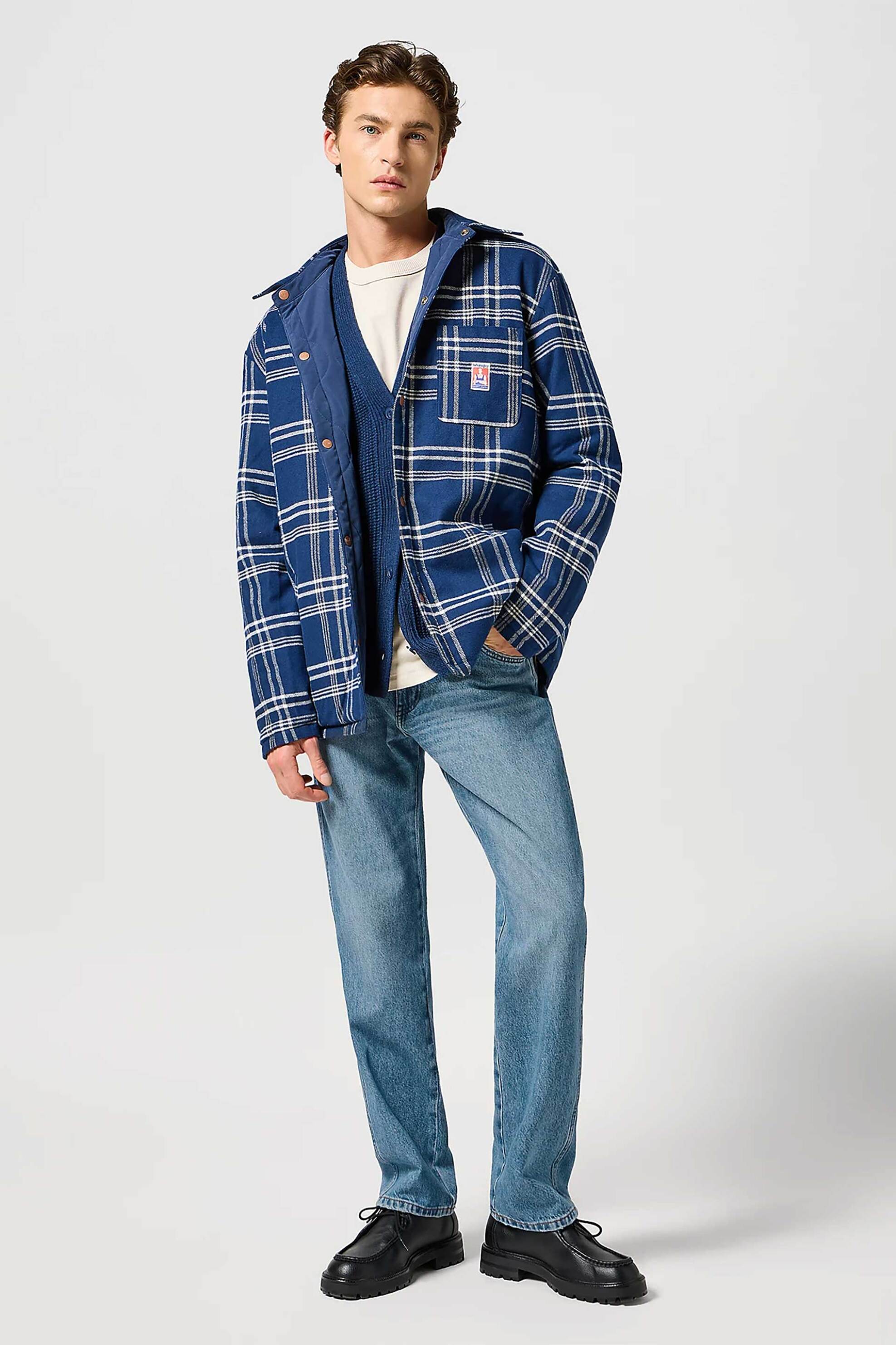 WRANGLER Wrangler® ανδρικό τζιν παντελόνι πεντάτσεπο Relaxed Straight Fit "Frontier" - 112358056 Denim Blue Ανοιχτό