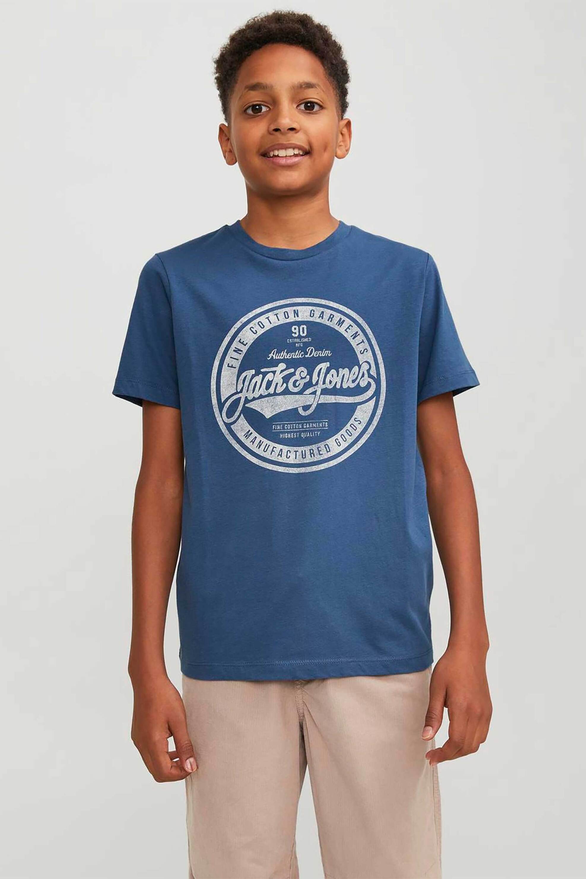 JACK & JONES παιδικό T-shirt με logo print και lettering Regular Fit - 12237363 Μπλε