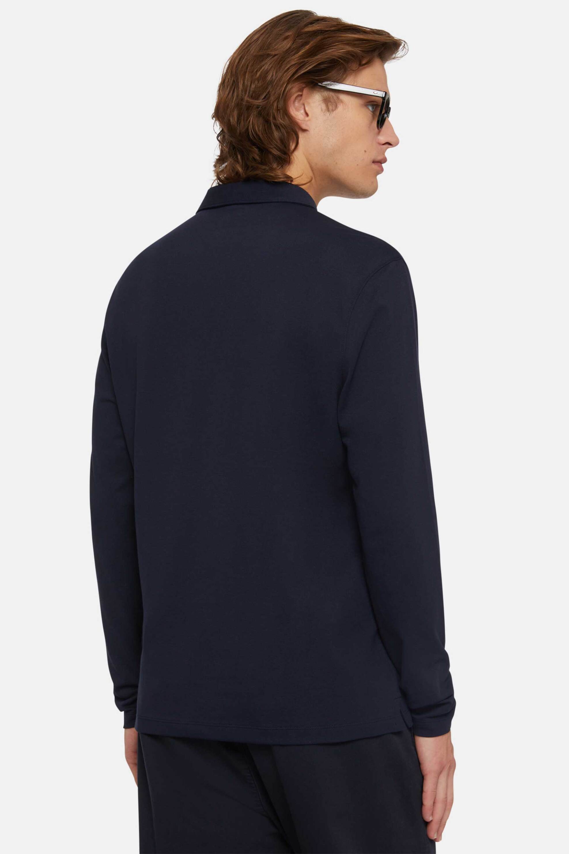 Boggi Milano ανδρική πόλο μπλούζα πικέ μονόχρωμη Regular Fit - BO24P000102 Μπλε Σκούρο φωτογραφία