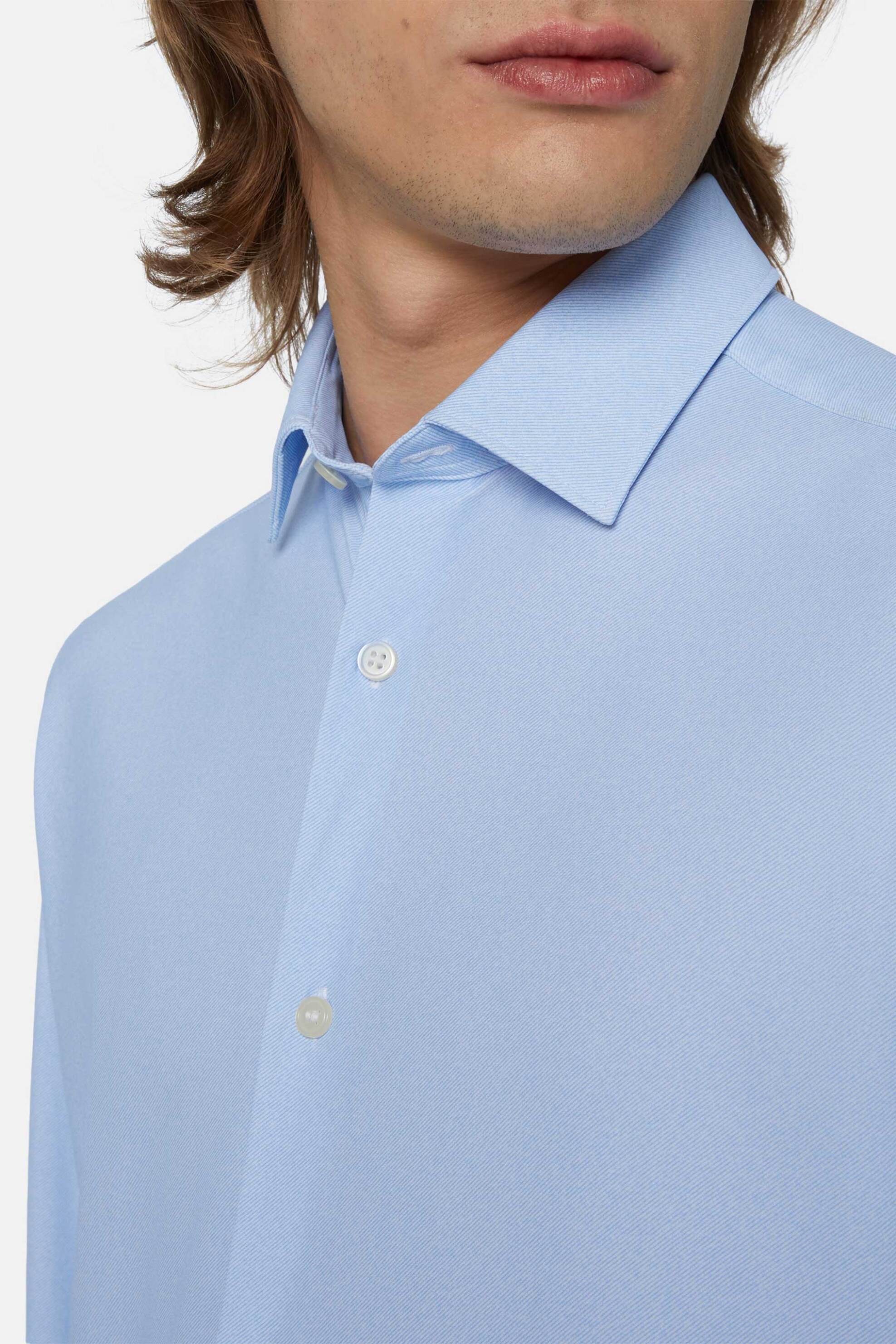Boggi Milano ανδρικό πουκάμισο μονόχρωμο Slim Fit "B tech" - BO24P043102 Μπλε Ανοιχτό φωτογραφία