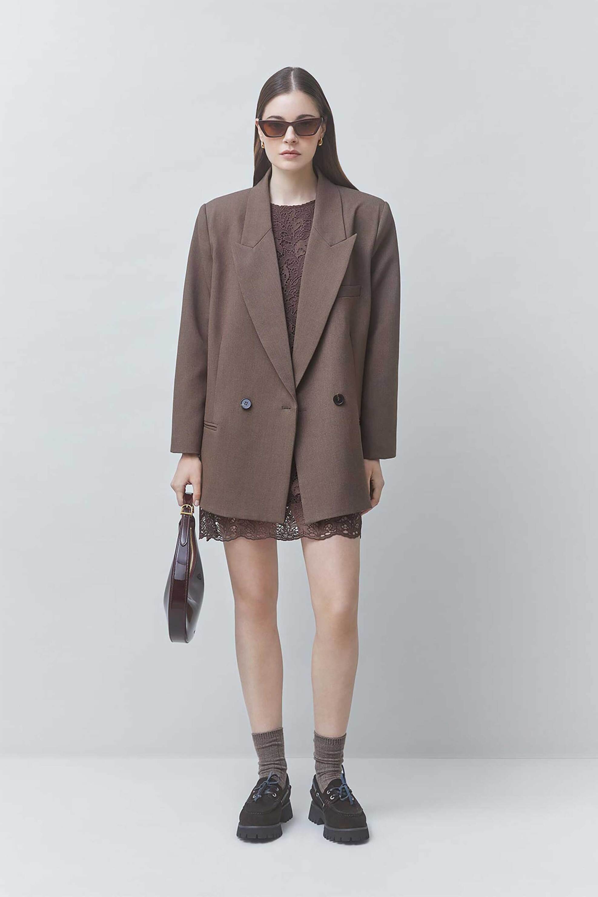 SUNCOO PARIS Suncoo Paris γυναικείο σακάκι oversized "Duke" - C10153H26 Καφέ