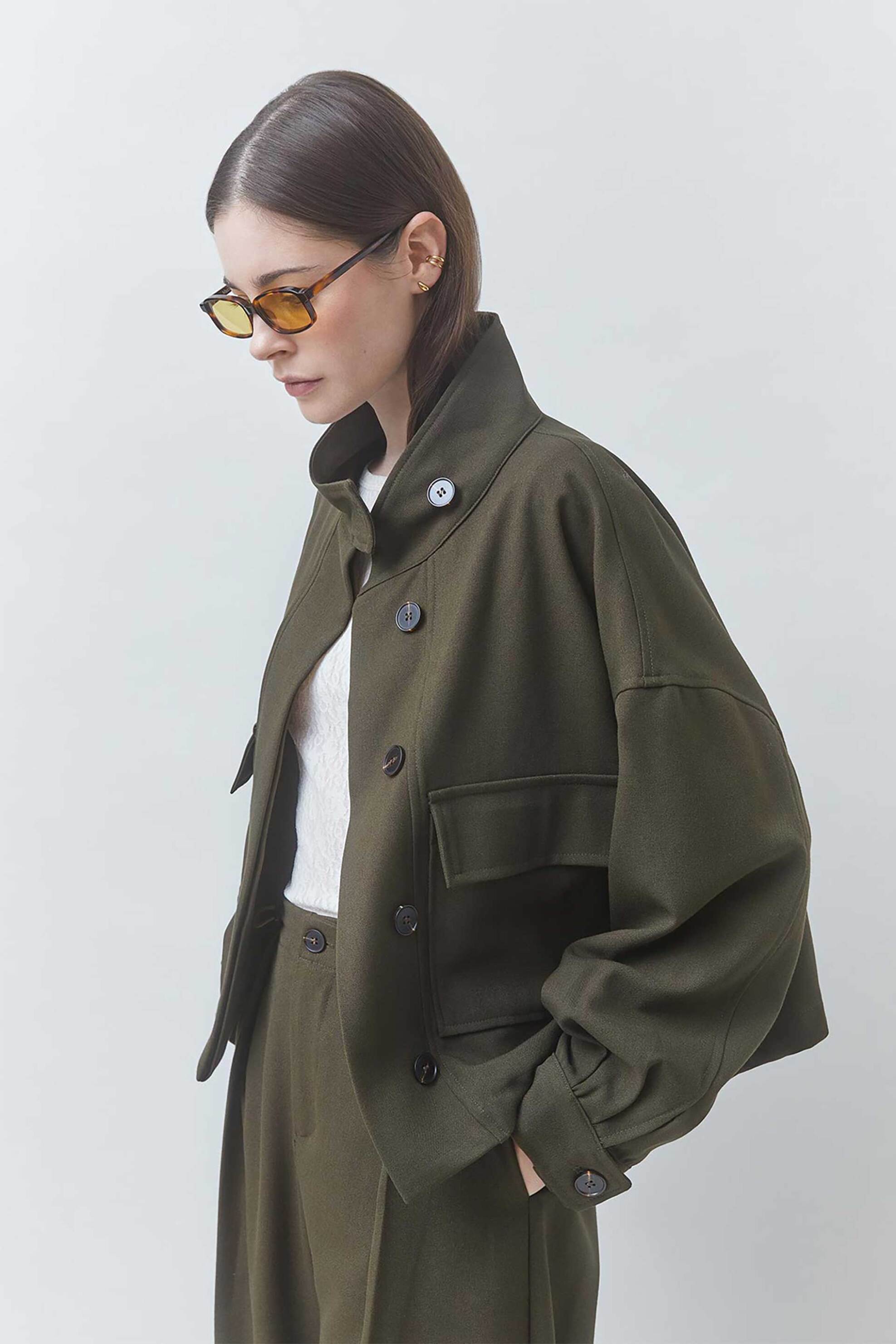 SUNCOO PARIS Suncoo Paris γυναικείο jacket με τσέπες "Dona" - C10393H26 Χακί