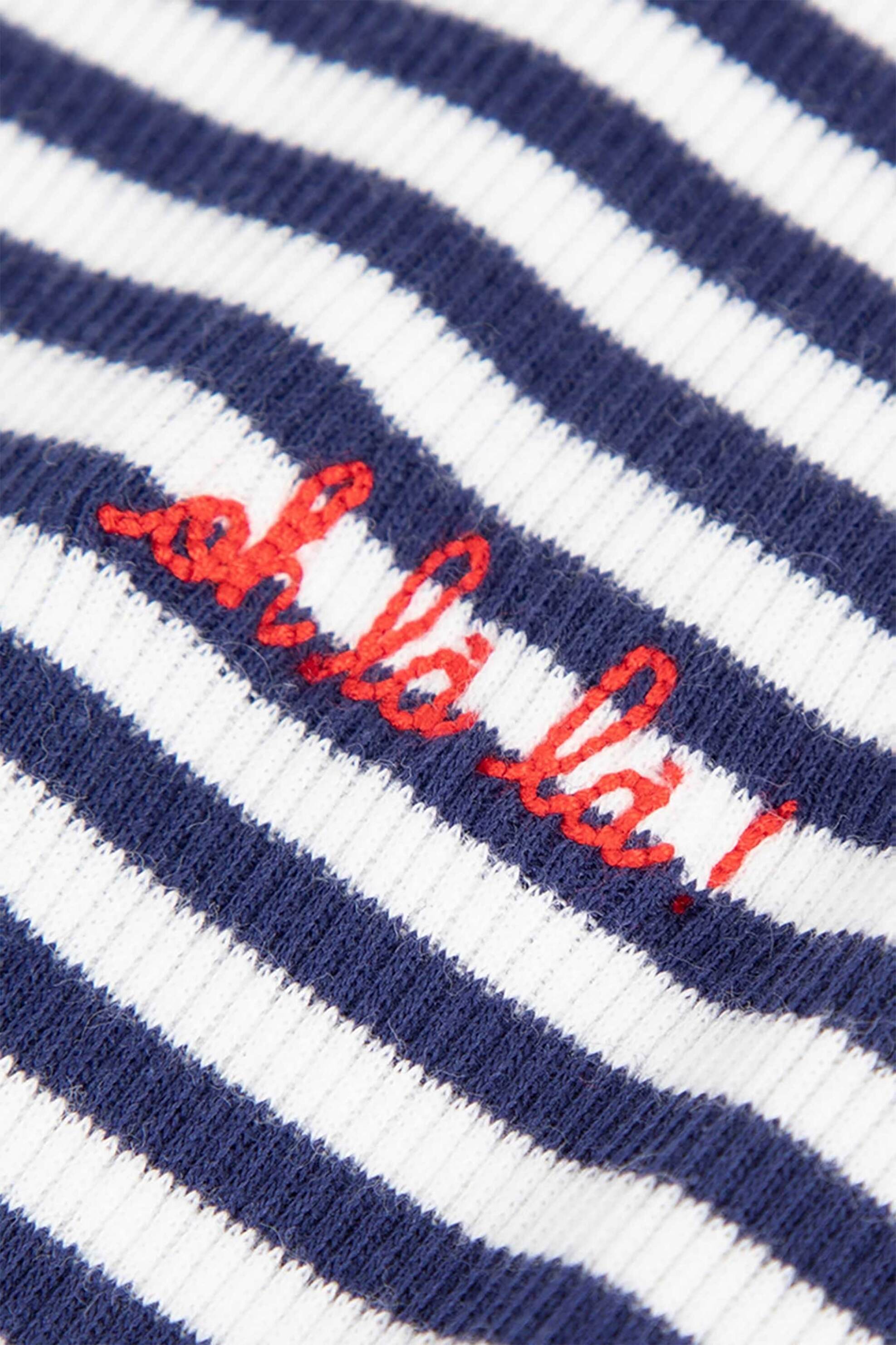 Maison Labiche γυναικείο κοντομάνικο πουλόβερ ribbed με ριγέ σχέδιο Slim Fit "Oh Là Là! Folies" - NWFOLIESOHLALA Μπλε Σκούρο φωτογραφία