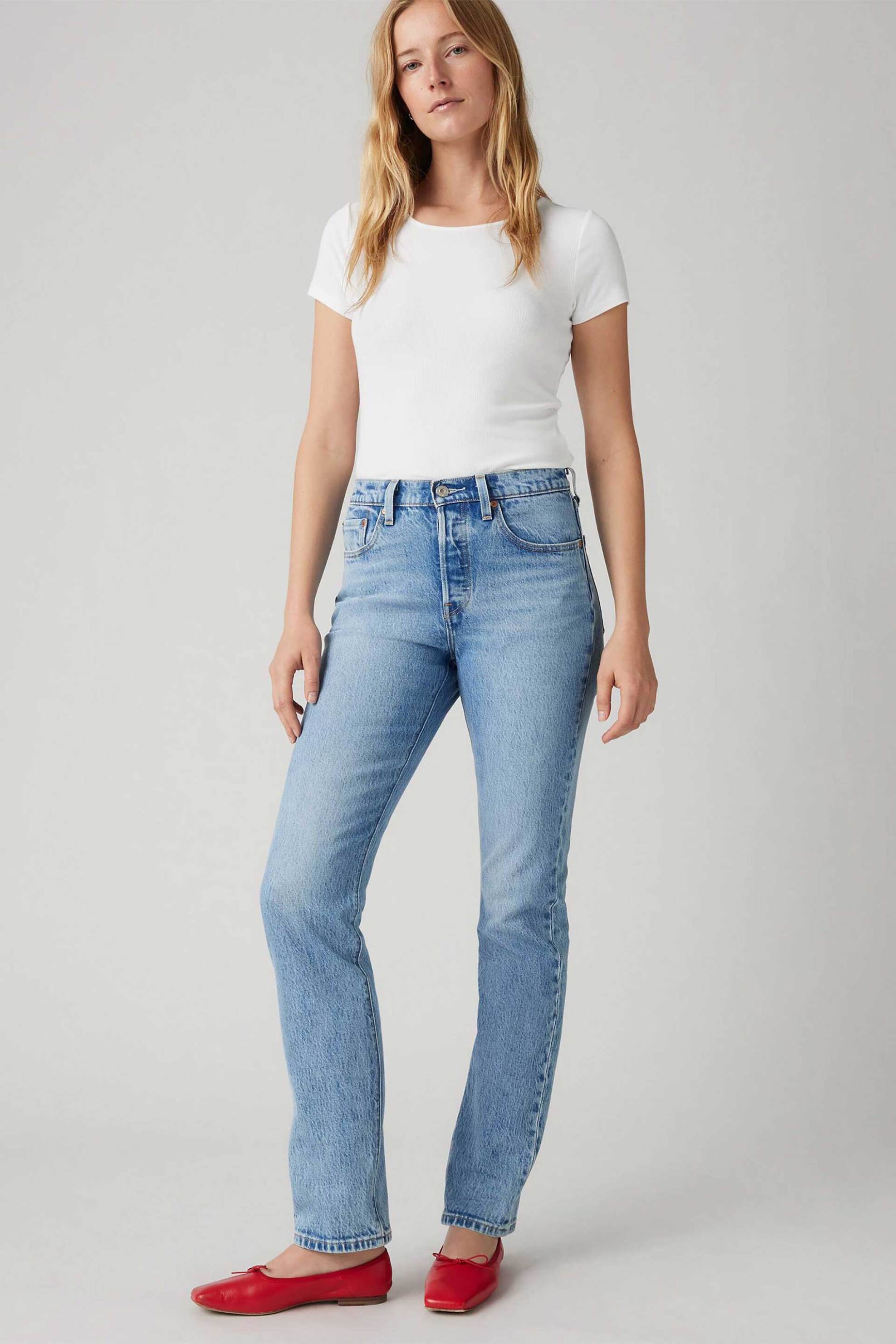Levi's® γυναικείο ψηλόμεσο τζιν παντελόνι "501® Original" Straight Fit - 125010415 Denim Blue Ανοιχτό
