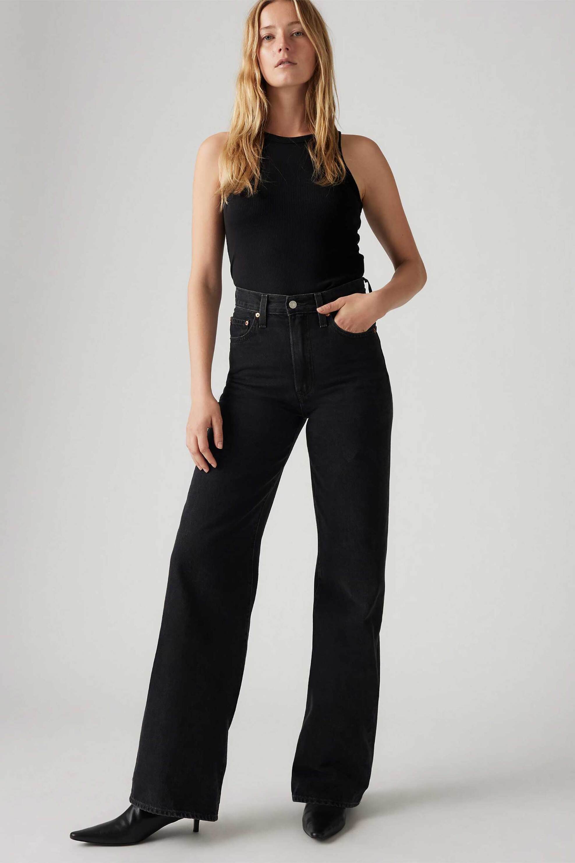LEVI'S Levi's® γυναικείο τζιν παντελόνι ψηλόμεσο πεντάτσεπο Wide Leg "Ribcage" - A60810001-** Μαύρο