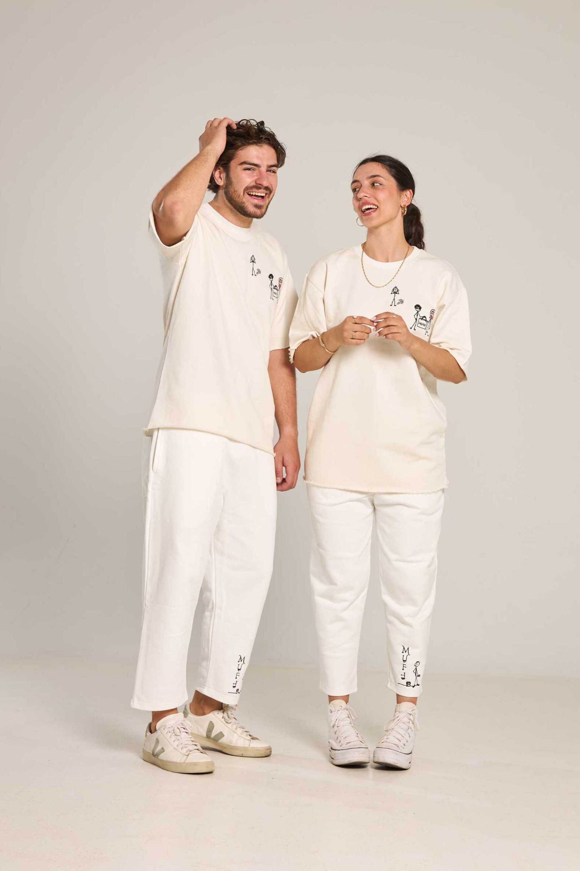 MUFF Muff unisex παντελόνι φόρμας με κέντημα - FORWL Λευκό