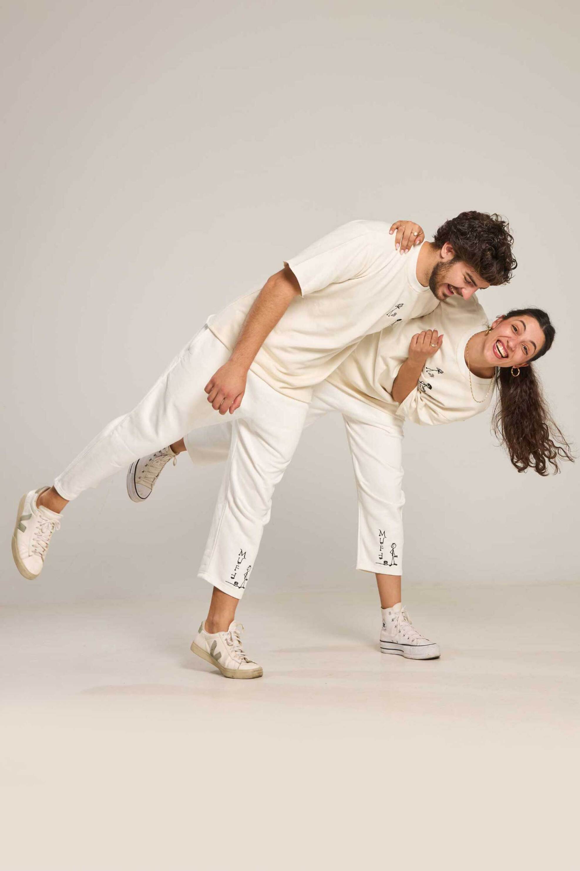 Muff unisex παντελόνι φόρμας με κέντημα - FORWL Λευκό φωτογραφία