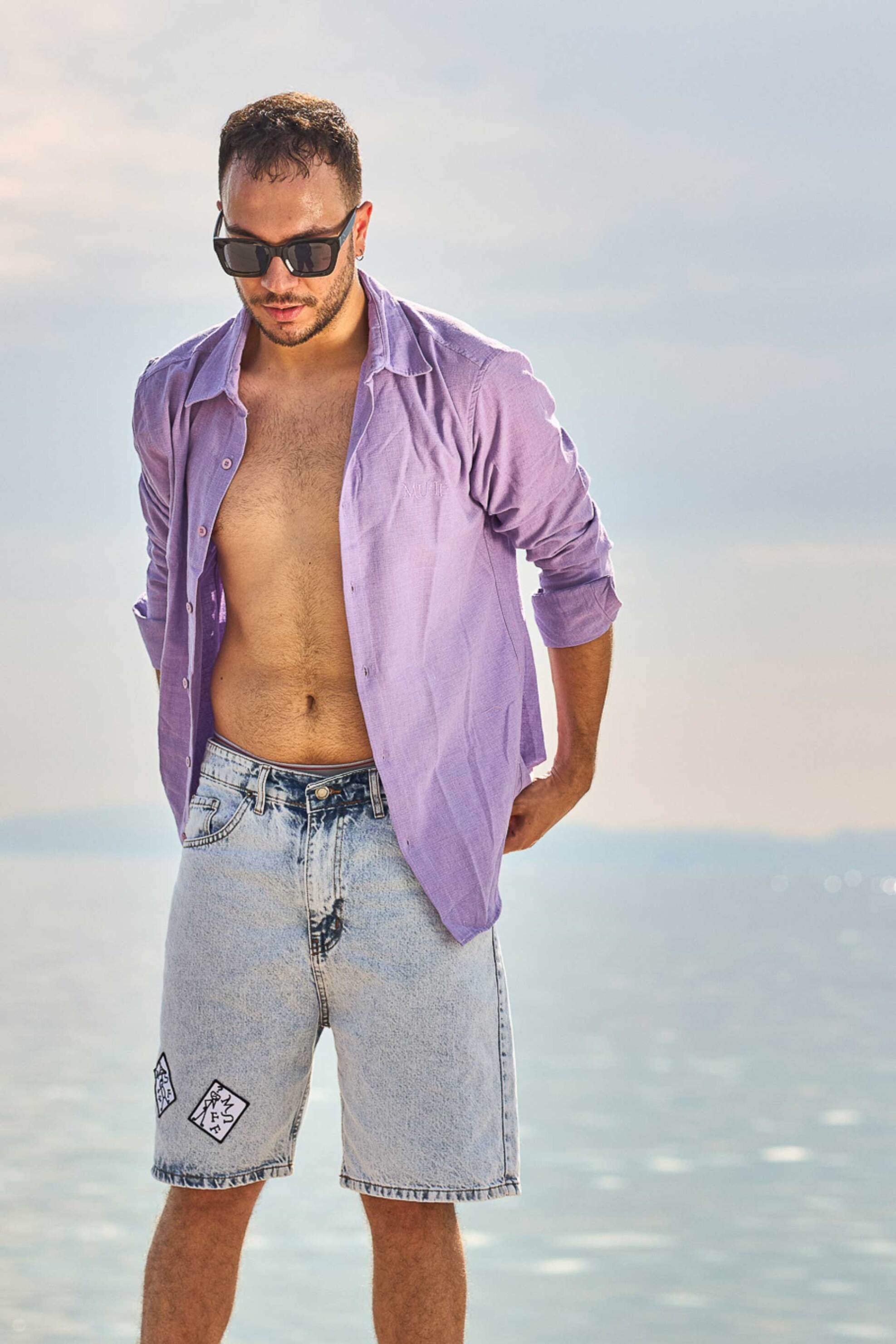 MUFF Muff unisex πουκάμισο με κεντημένο λογότυπο - JLPM Λιλά