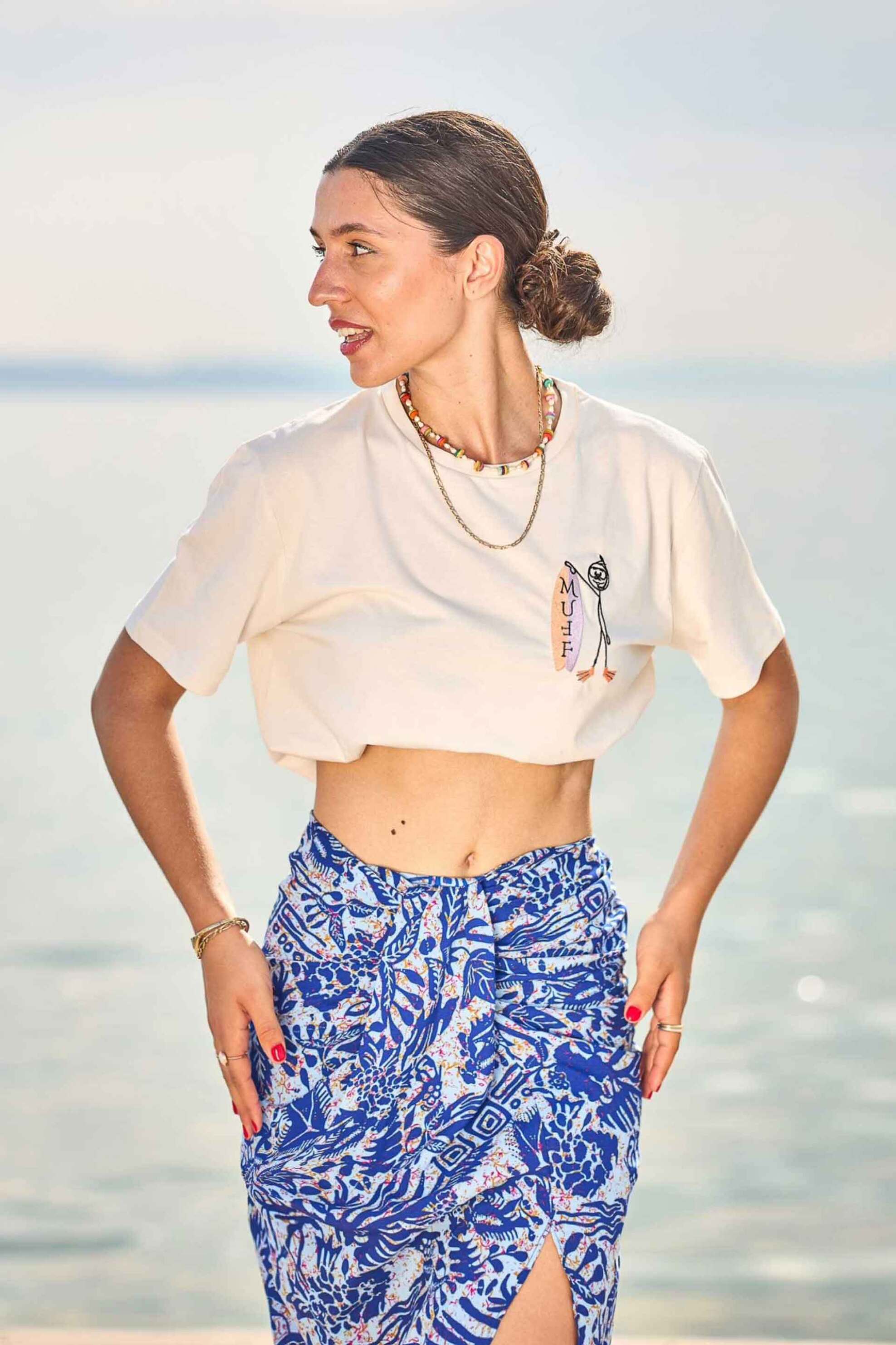 MUFF Muff γυναικείο T-shirt cropped με print - surferl Μπεζ