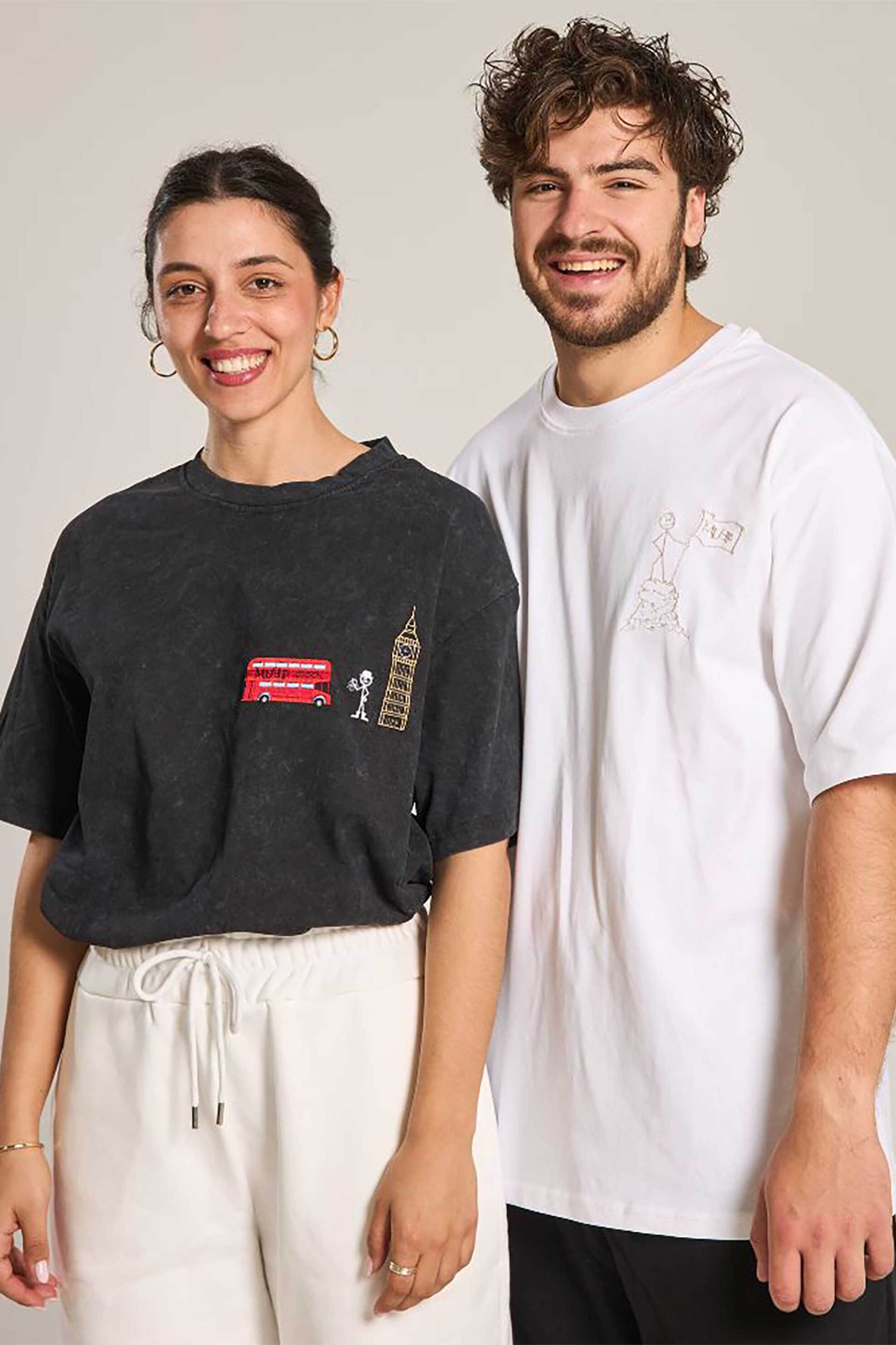MUFF Muff unisex T-shirt με κεντημένο σχέδιο - vounol Λευκό