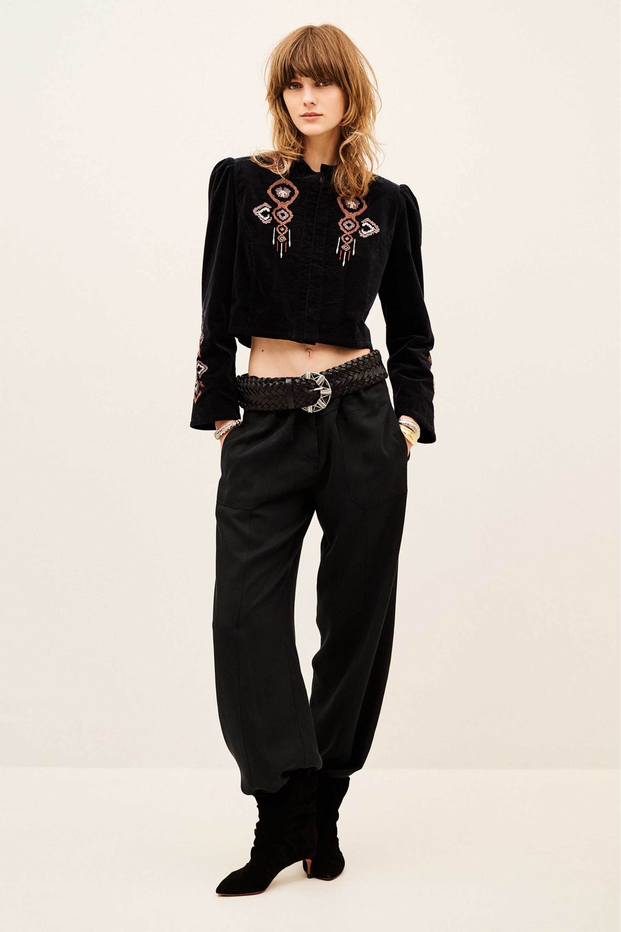 ba&sh γυναικείο jacket velvet με κεντήματα 
