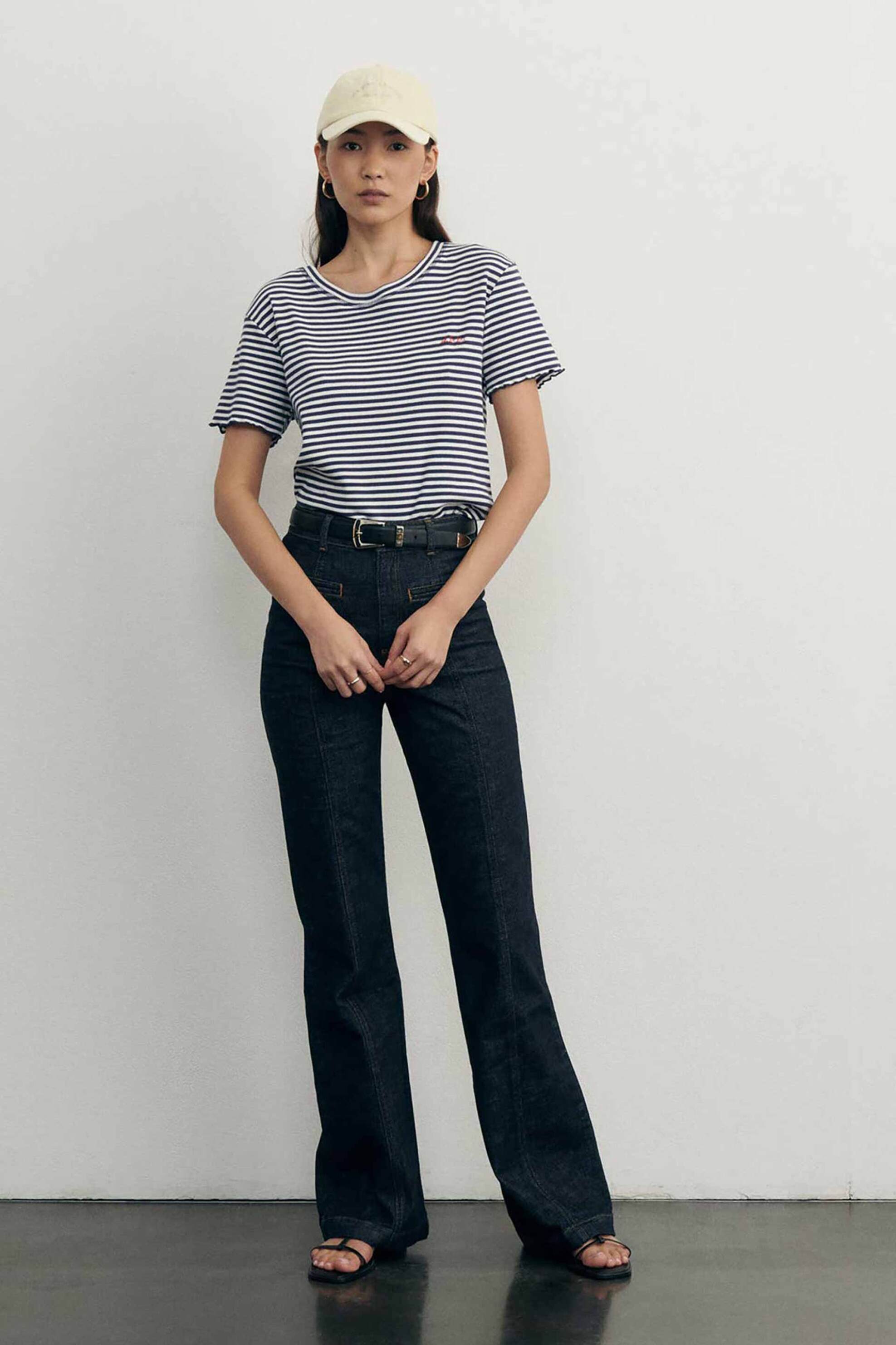 MAISON LABICHE Maison Labiche γυναικείο κοντομάνικο πουλόβερ ribbed με ριγέ σχέδιο Slim Fit 